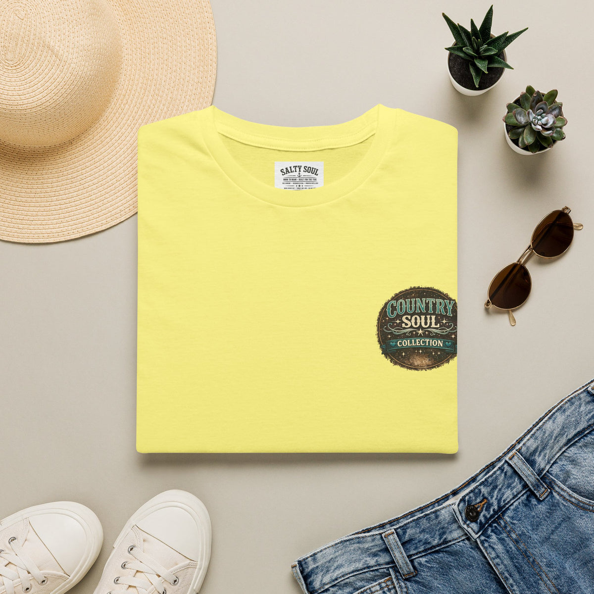 Country Soul Logo T-Shirt — Vintage Rustic Chest Pocket Tee