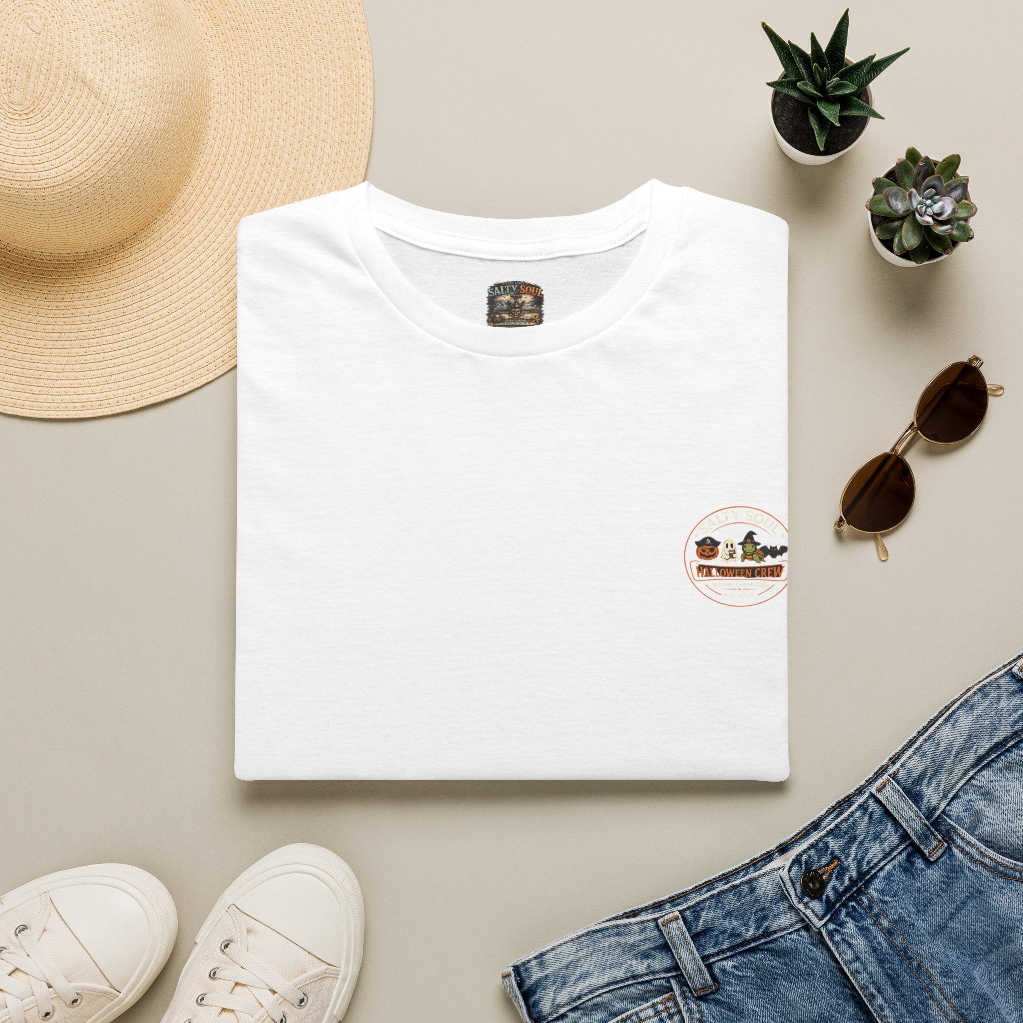 Adventure Camper T-Shirt — Mini Retro Camp Graphic (Halloween Skeleton 'Salty After Dark')