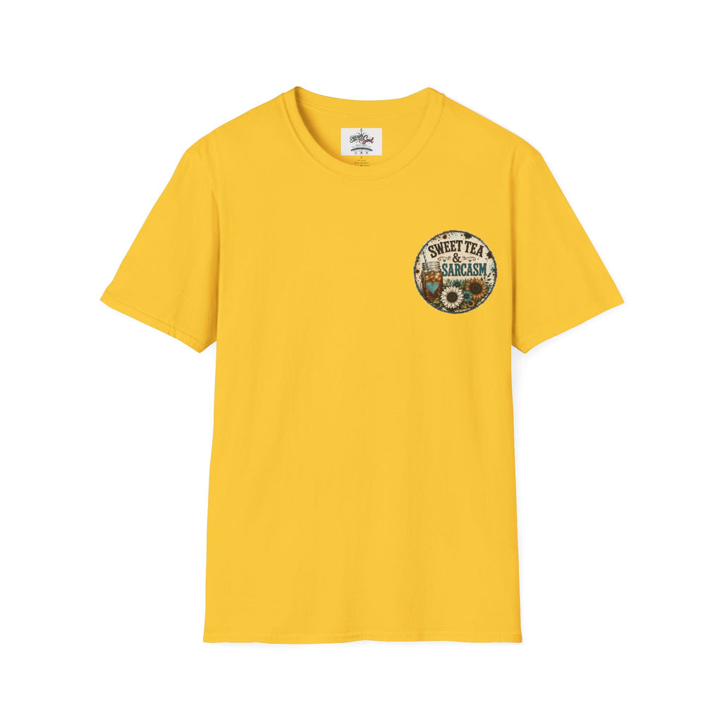 T-Shirt — “Sweet Tea & Sarcasm” Vintage Floral Pocket Graphic