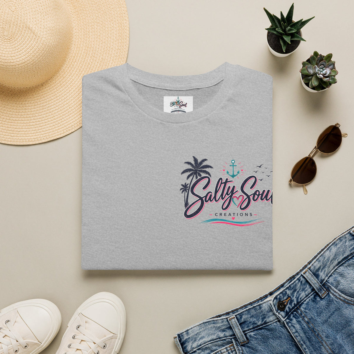 Salty Soul Beach T-Shirt — Palm Tree Coastal Graphic Tee