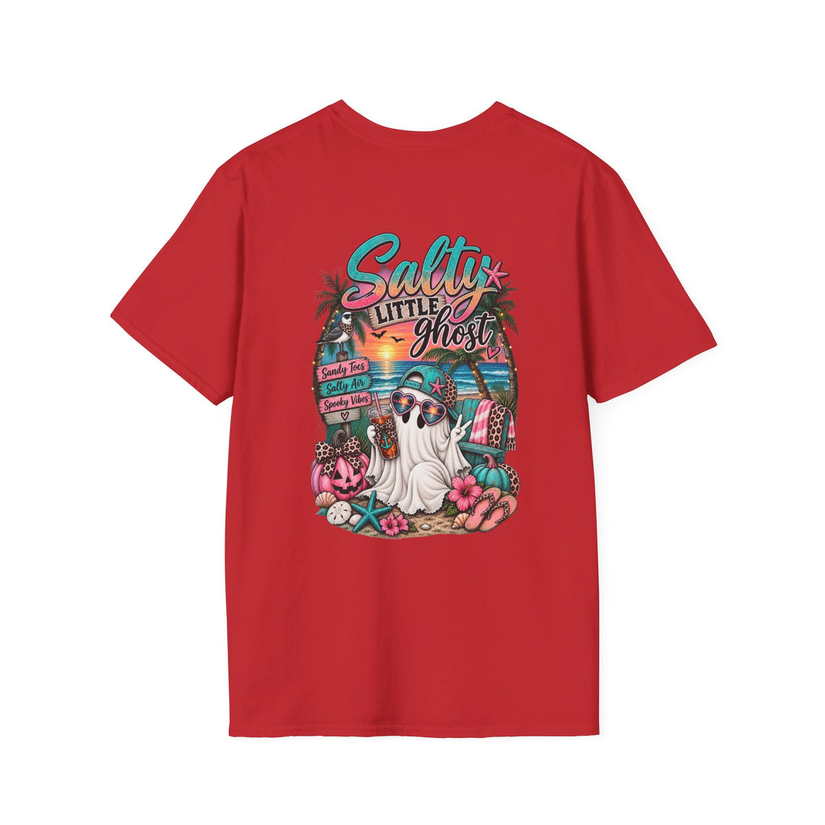 Halloween Crewneck T-Shirt – Spooky Cactus Pumpkin Desert Floral "Salty Soul" Design