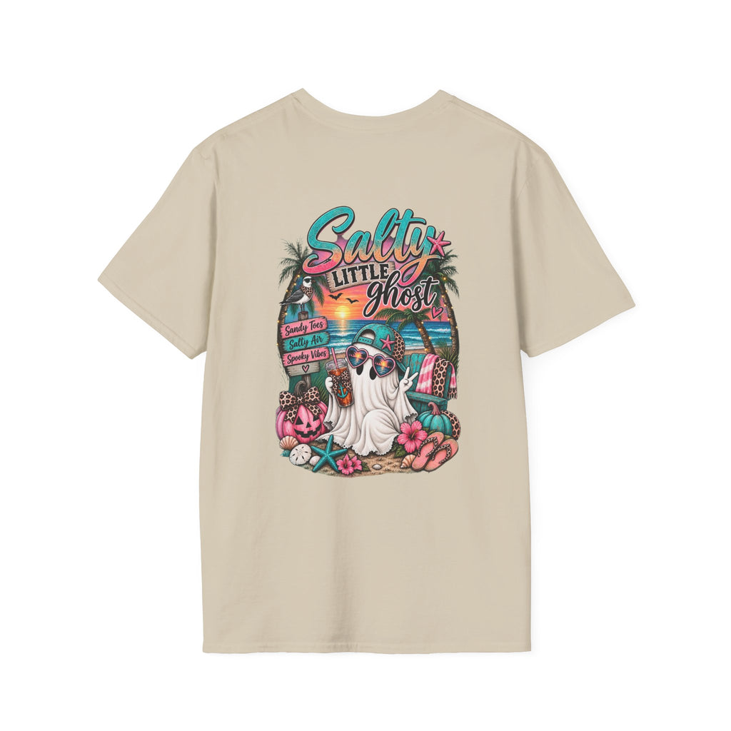 Halloween Crewneck T-Shirt – Spooky Cactus Pumpkin Desert Floral "Salty Soul" Design