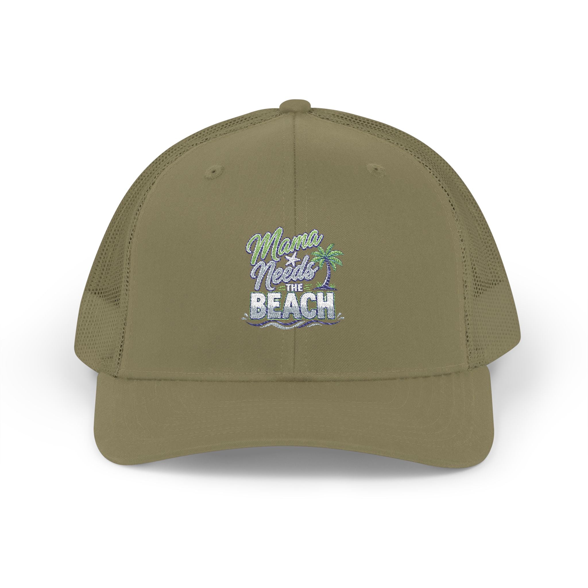 Beach Vibes Snapback Trucker Cap — "Mermaid Beach" Embroidered Palm Design
