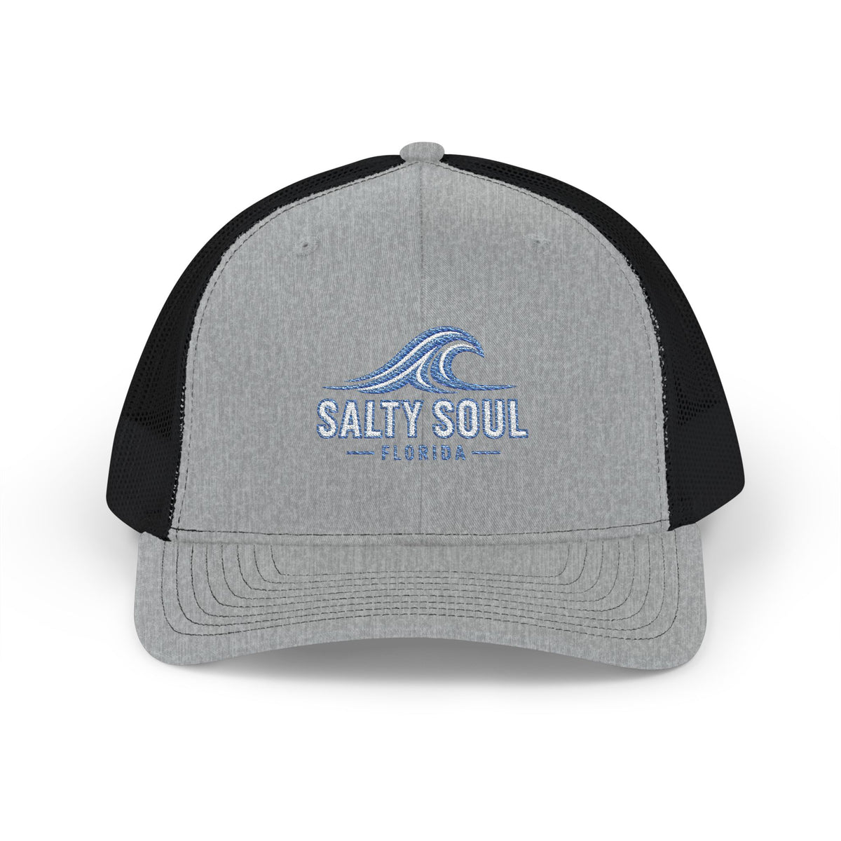 Salty Soul Trucker Cap — Embroidered Wave Snapback (Florida Beach Style)
