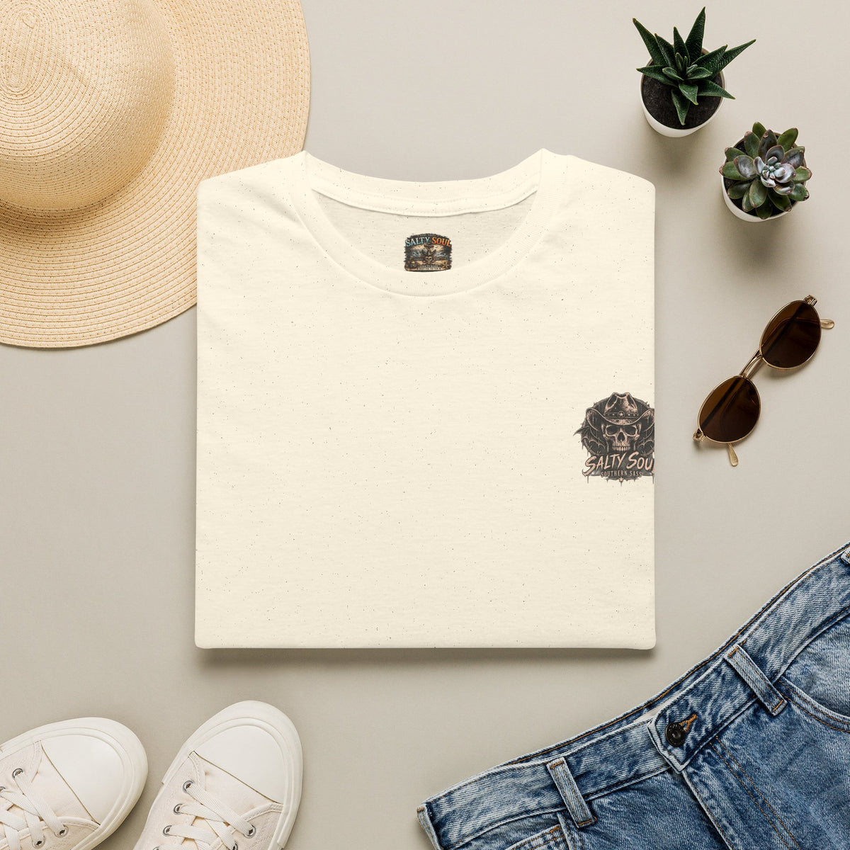 Skeleton Men Salty Tales chest Logo T‑Shirt — "Salty Soul" Dog Graphic