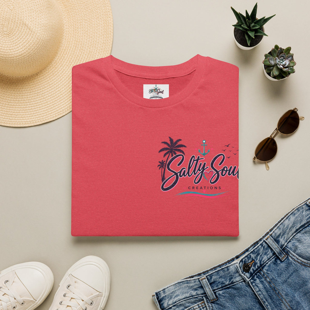 Salty Soul Beach T-Shirt — Palm Tree Coastal Graphic Tee