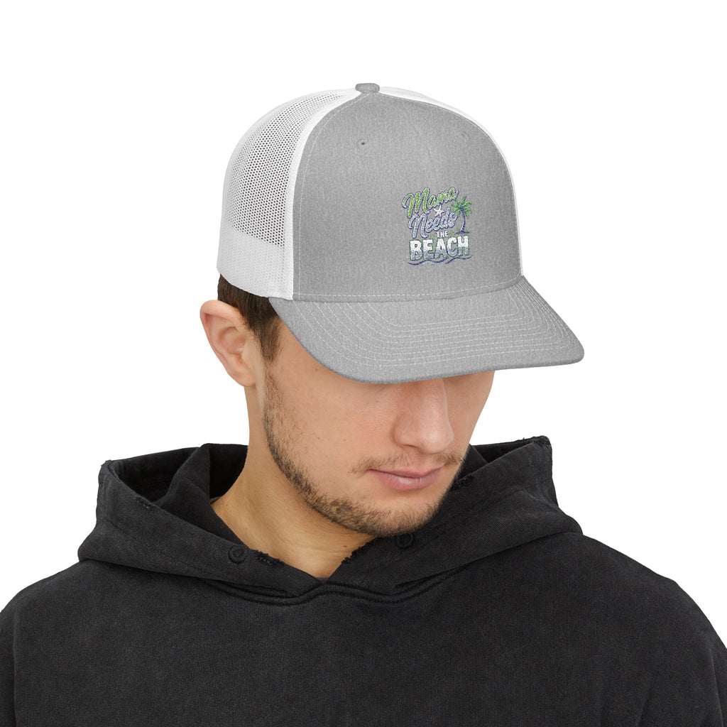 Beach Vibes Snapback Trucker Cap — "Mermaid Beach" Embroidered Palm Design