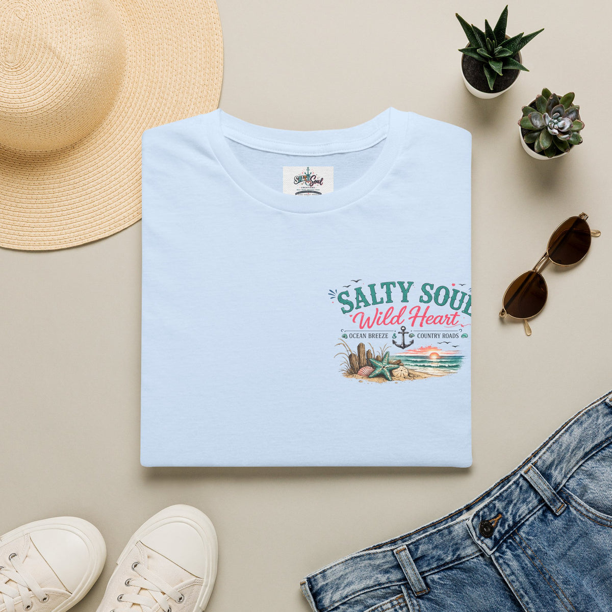 Salty Soul “Wild Heart” Beach T-Shirt — Coastal Surf Graphic Tee