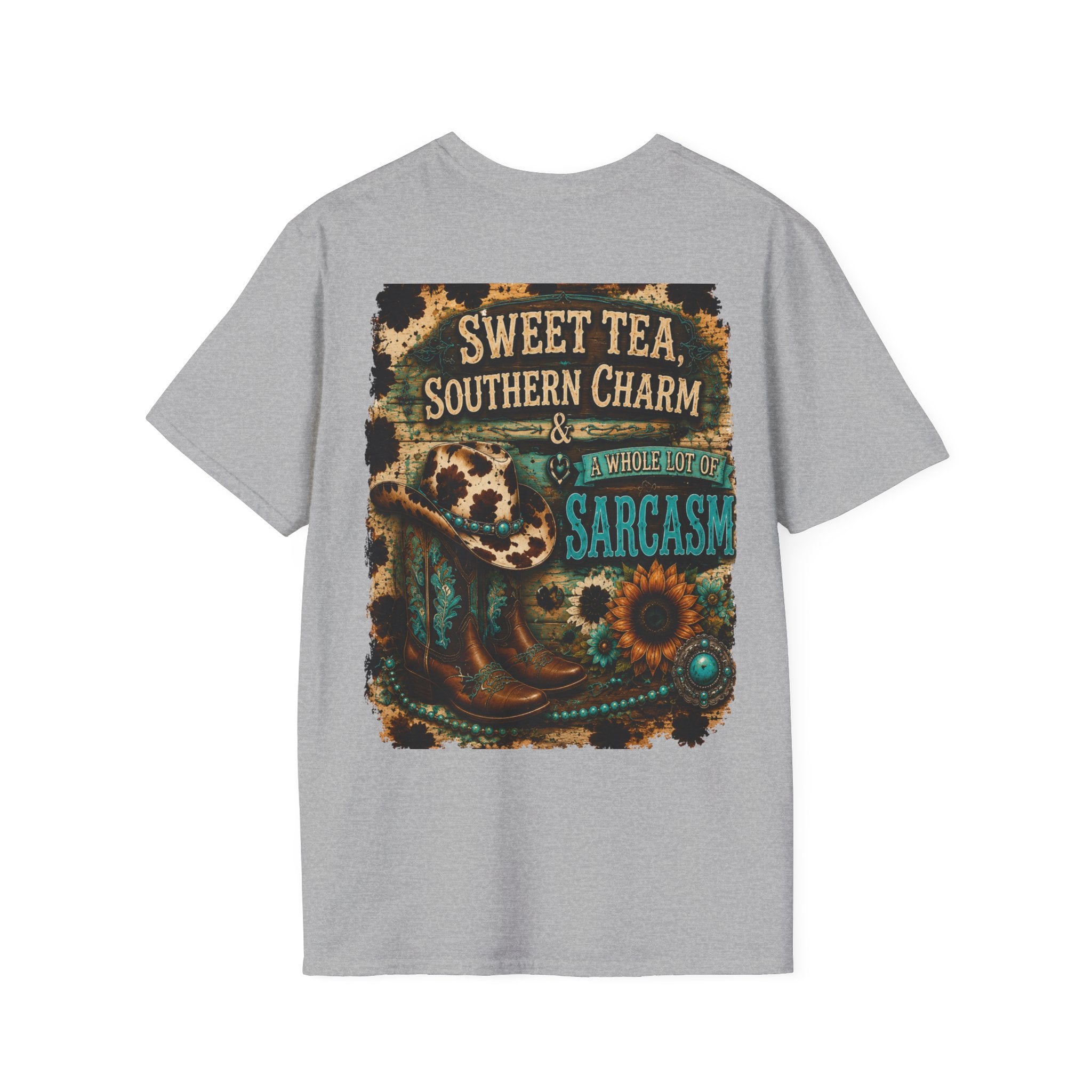 T-Shirt — “Sweet Tea & Sarcasm” Vintage Floral Pocket Graphic
