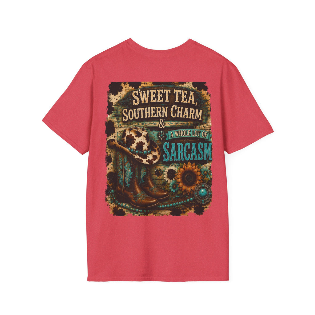T-Shirt — “Sweet Tea & Sarcasm” Vintage Floral Pocket Graphic