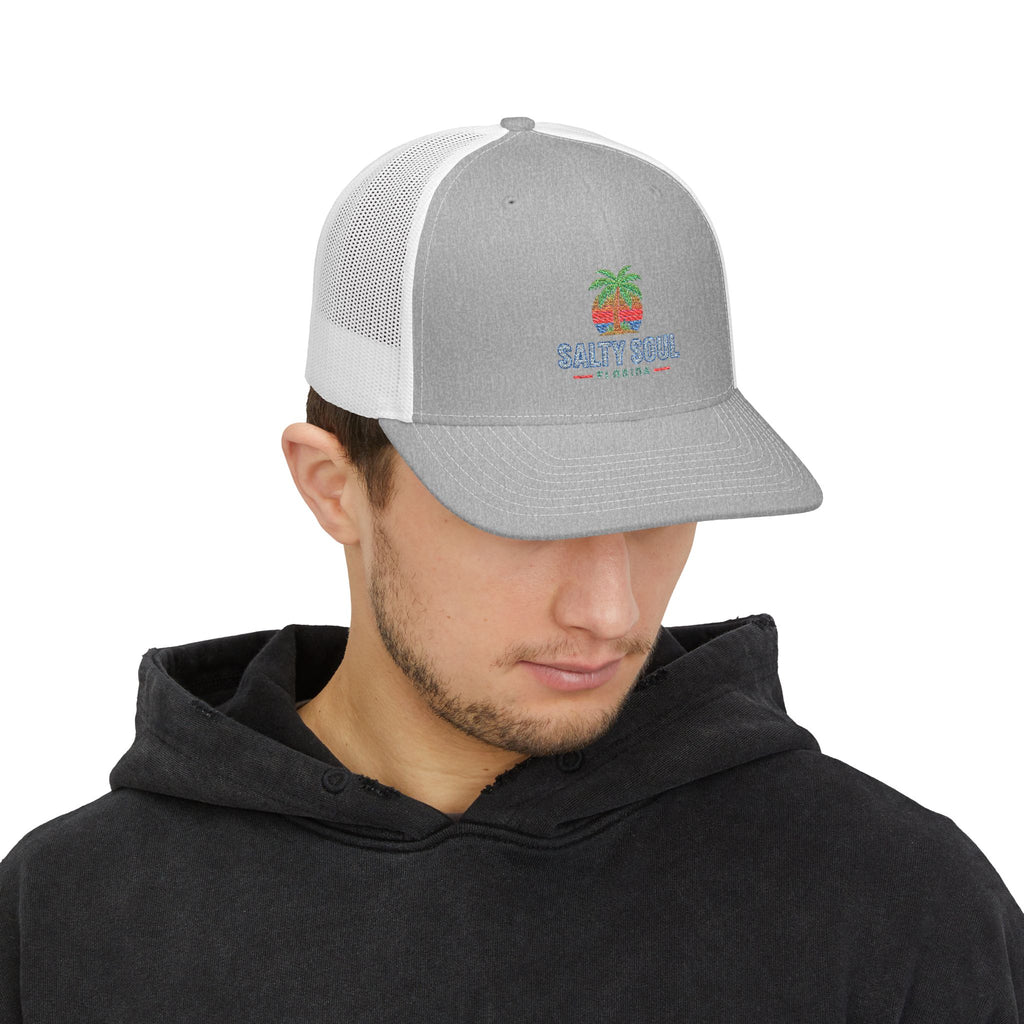 Salty Soul Trucker Cap – Retro Palm Beach Snapback Hat