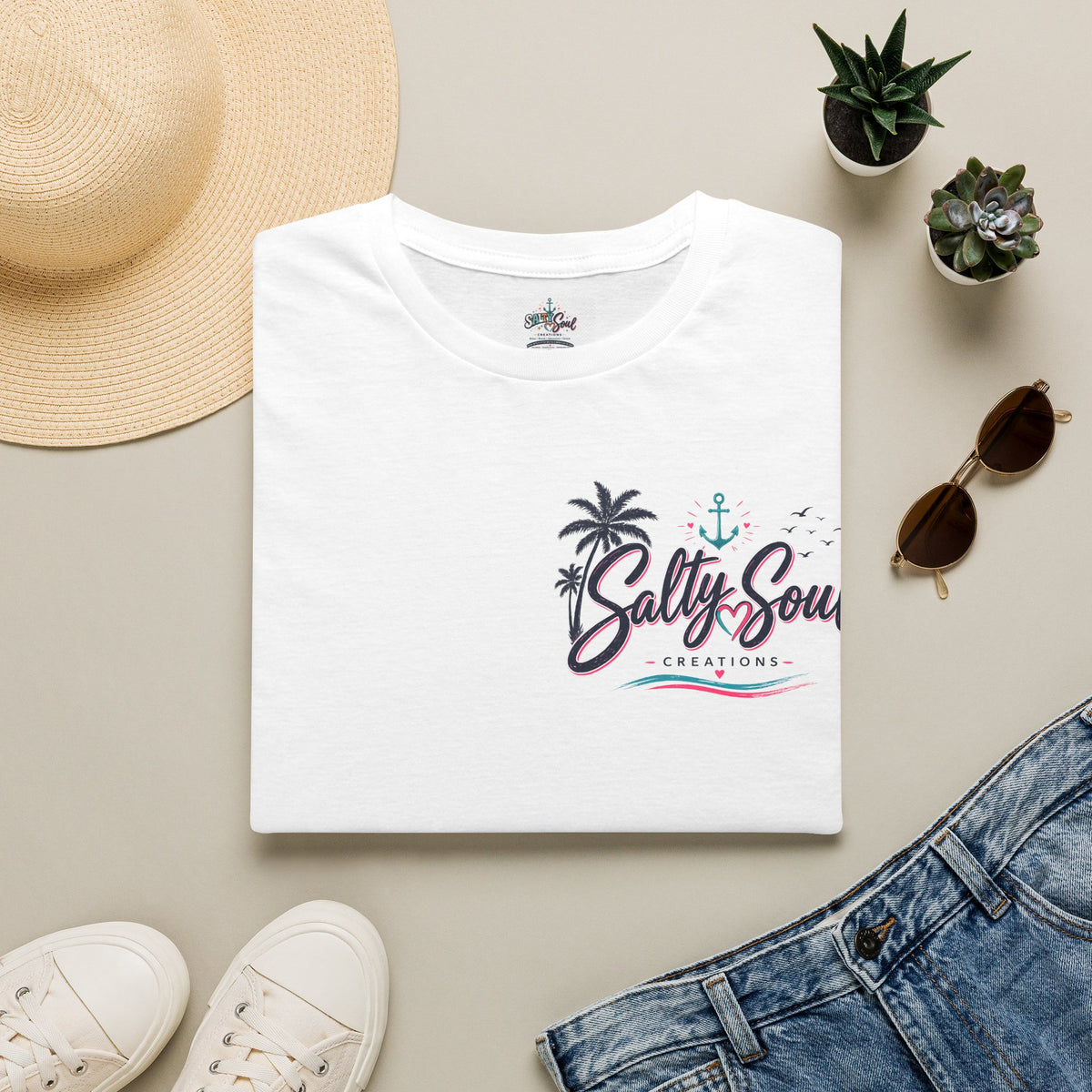 Salty Soul Beach T-Shirt — Palm Tree Coastal Graphic Tee