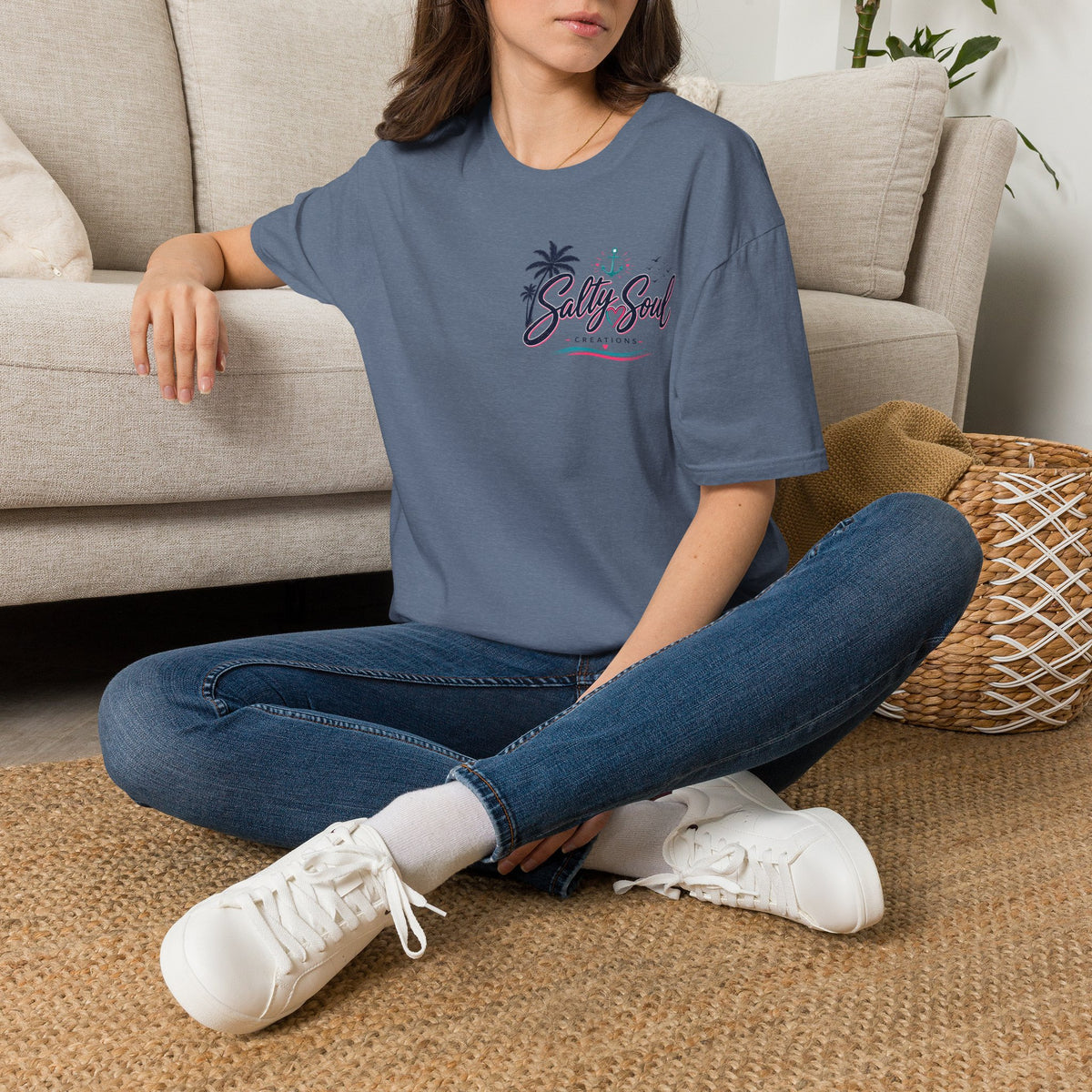 Salty Soul Beach T-Shirt — Palm Tree Coastal Graphic Tee
