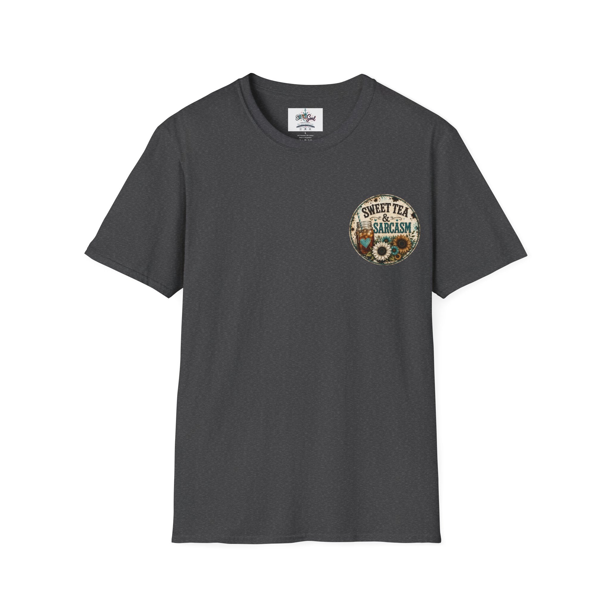 T-Shirt — “Sweet Tea & Sarcasm” Vintage Floral Pocket Graphic