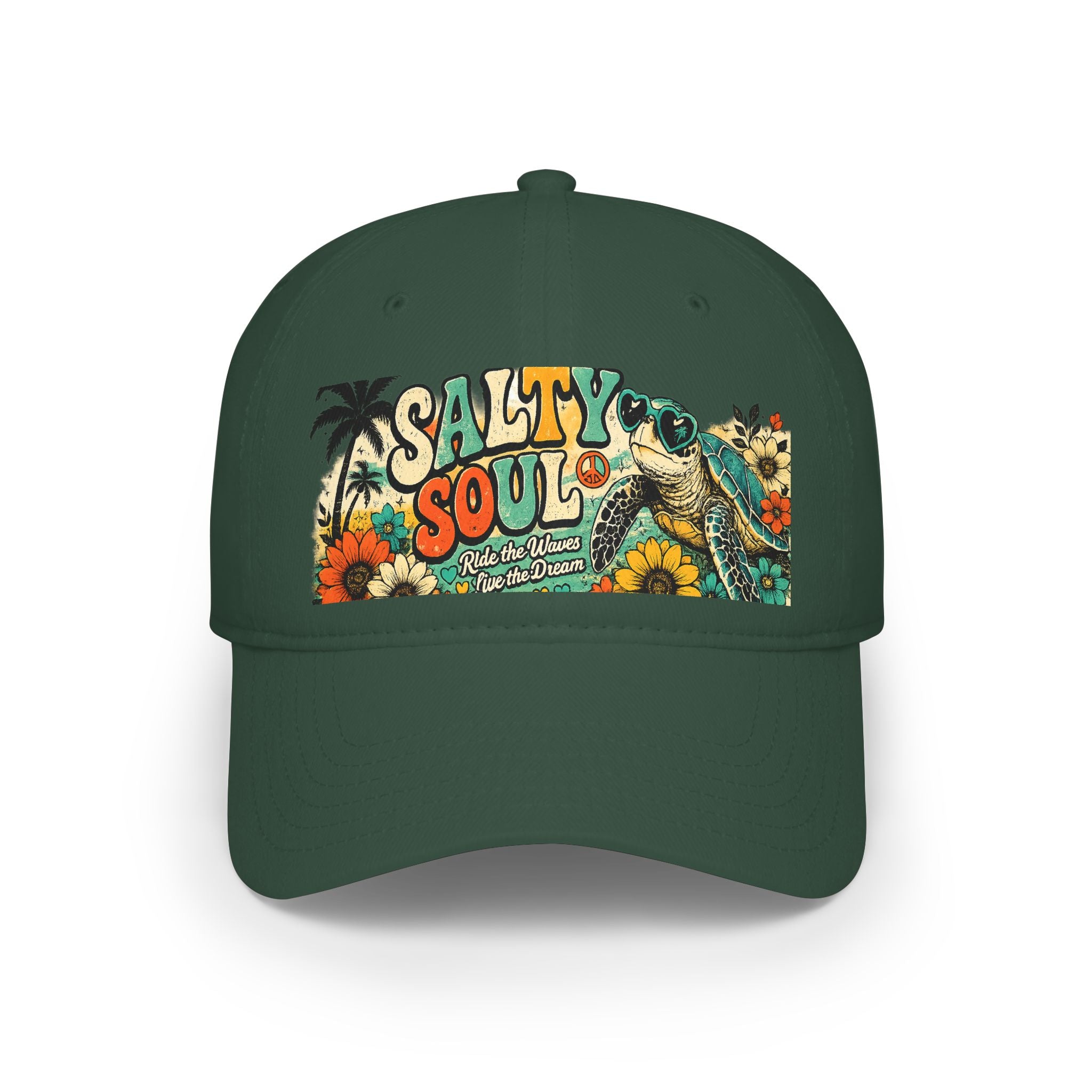 Salty Soul Turtle Baseball Cap – Retro Beach Vibe Sun Hat