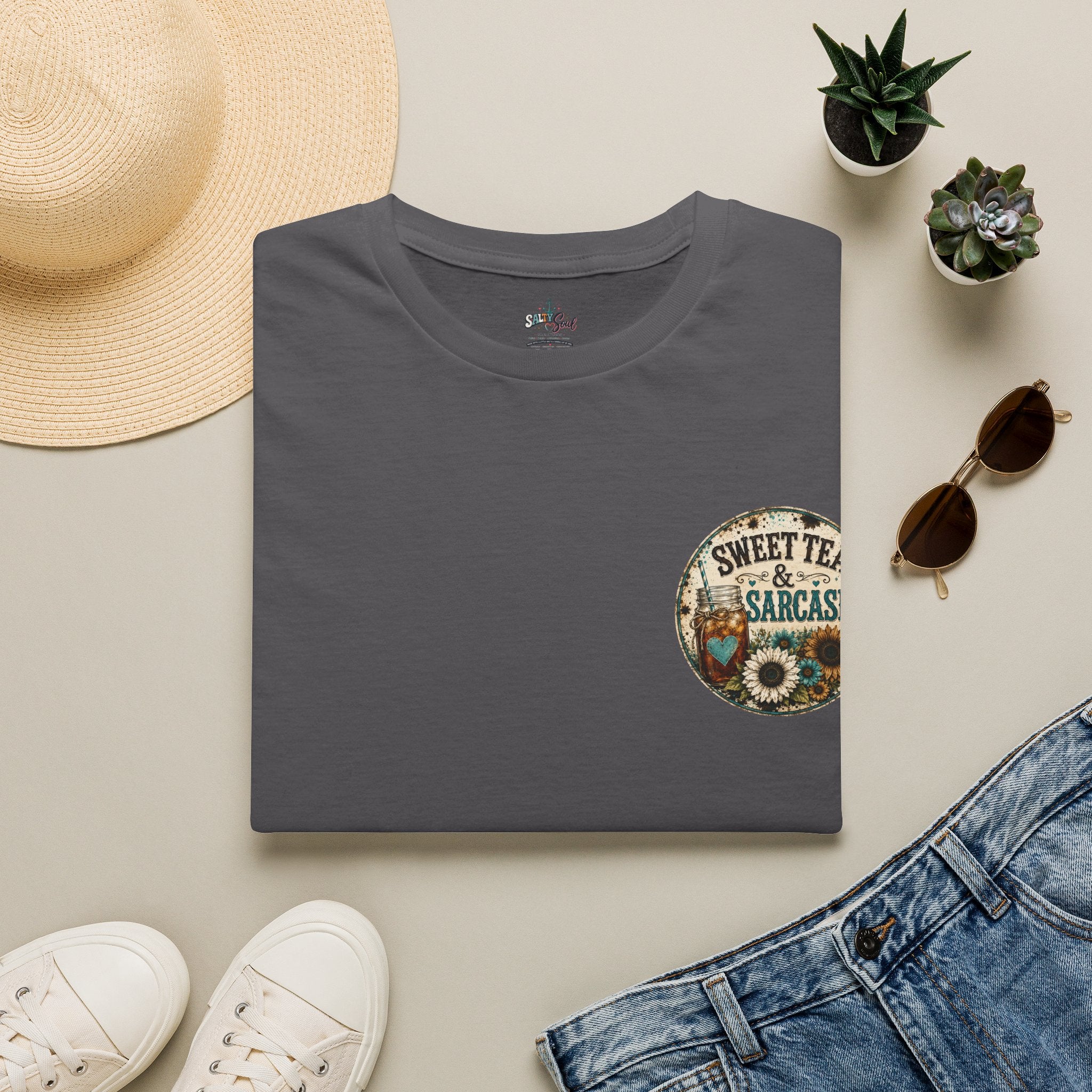 T-Shirt — Sweet Tea & Sarcasm Vintage Pocket Graphic