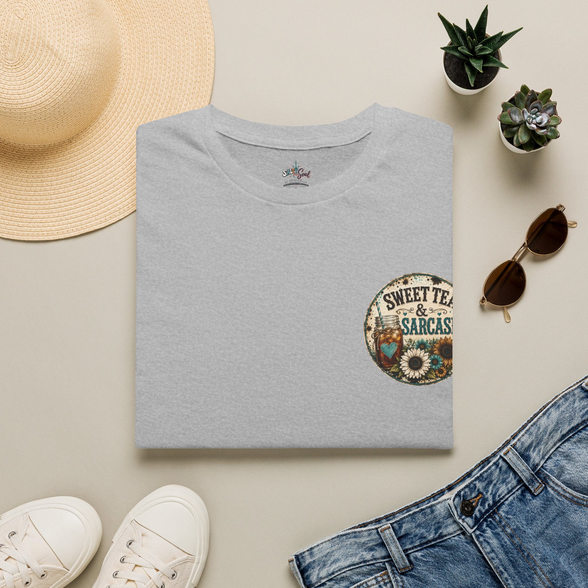 T-Shirt — 'Sweet Tea & Sarcasm' Vintage Floral Graphic