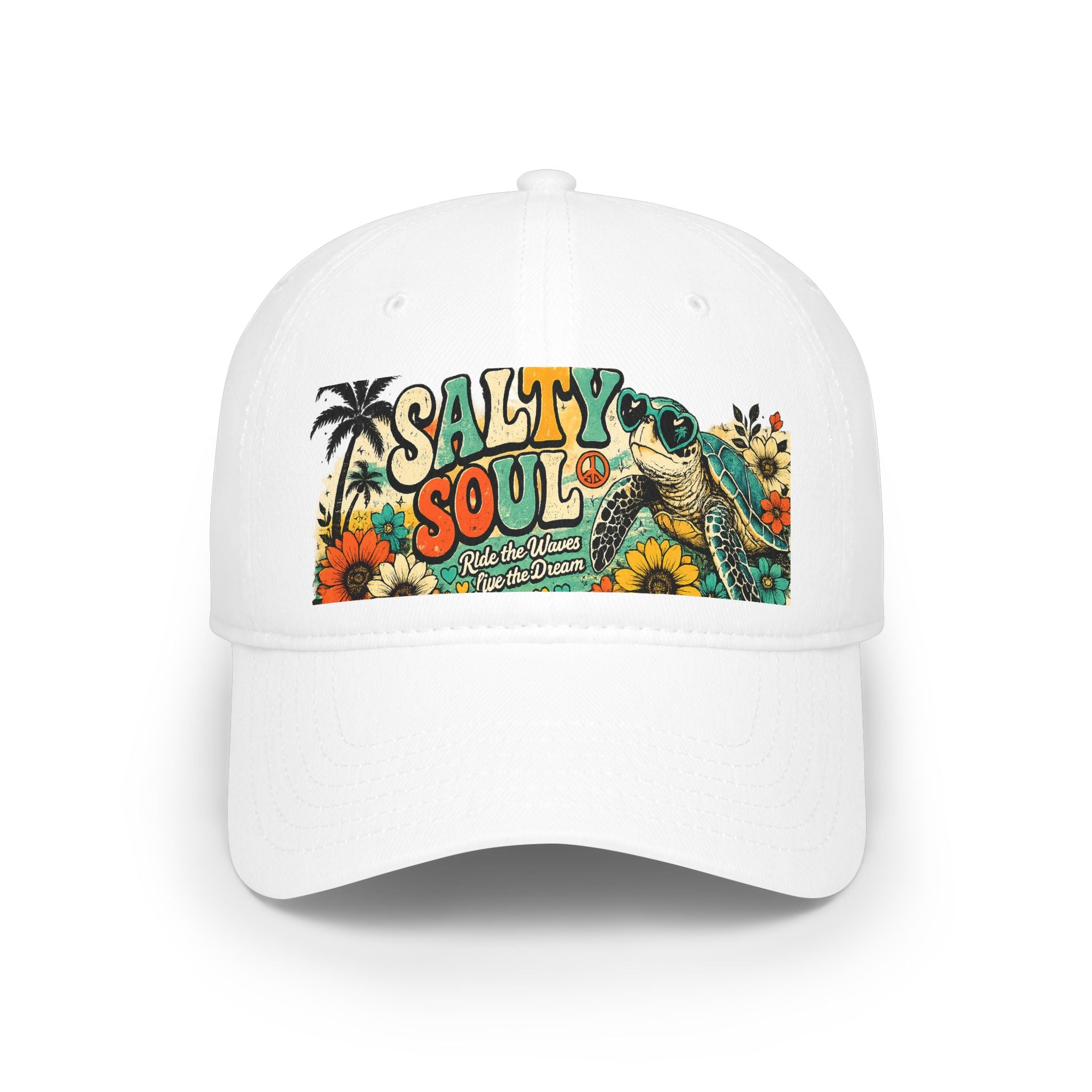 Salty Soul Turtle Baseball Cap – Retro Beach Vibe Sun Hat