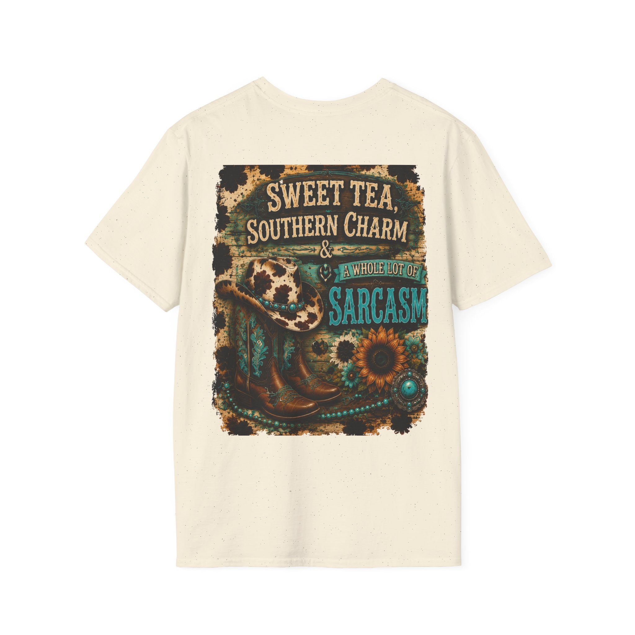 T-Shirt — “Sweet Tea & Sarcasm” Vintage Floral Pocket Graphic