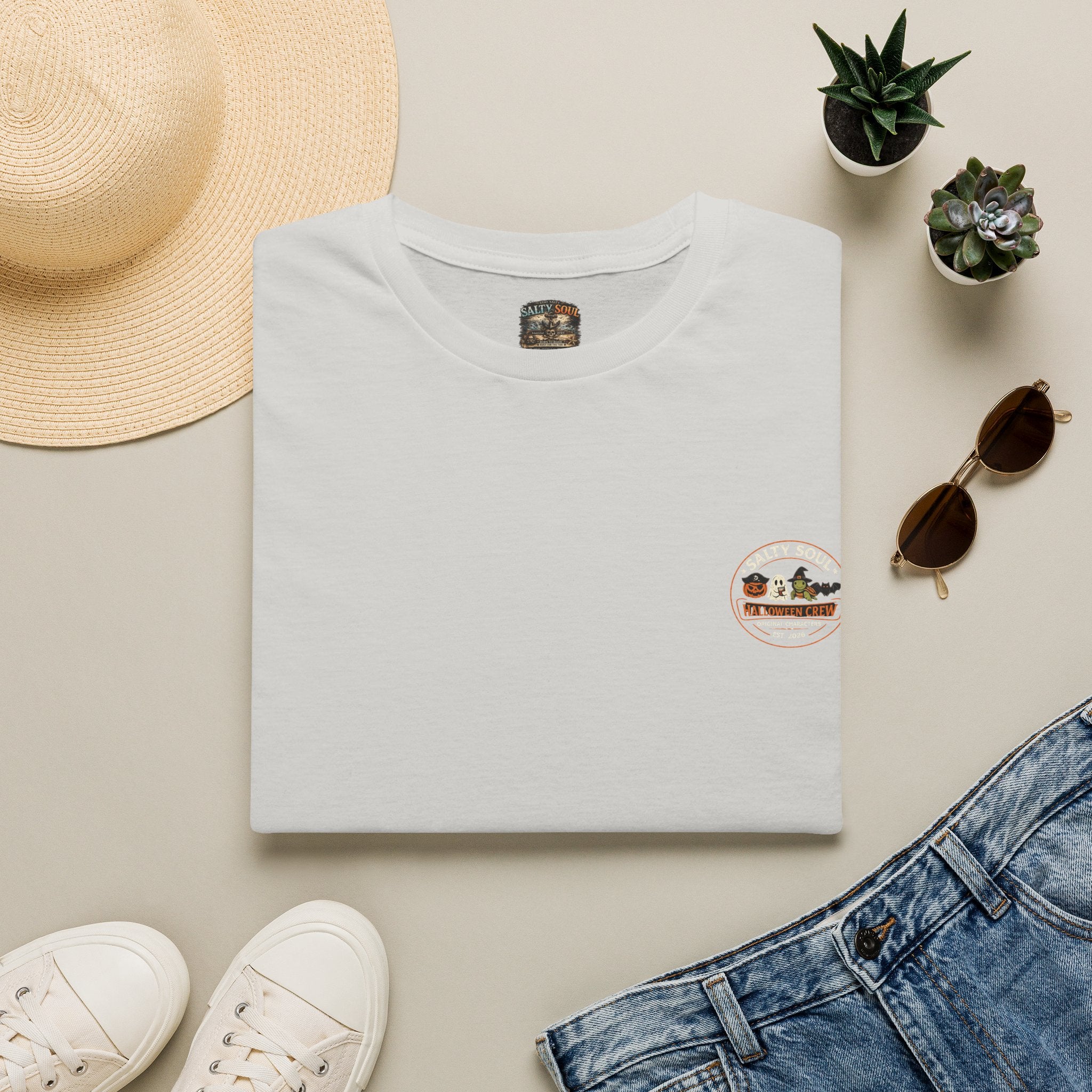 Adventure Camper T-Shirt — Mini Retro Camp Graphic (Halloween Skeleton 'Salty After Dark')