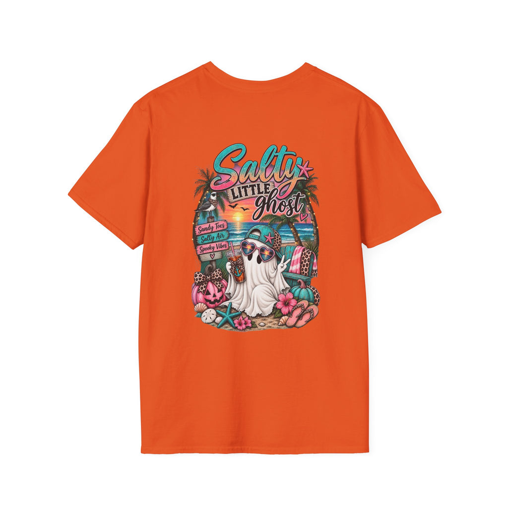 Halloween Crewneck T-Shirt – Spooky Cactus Pumpkin Desert Floral "Salty Soul" Design
