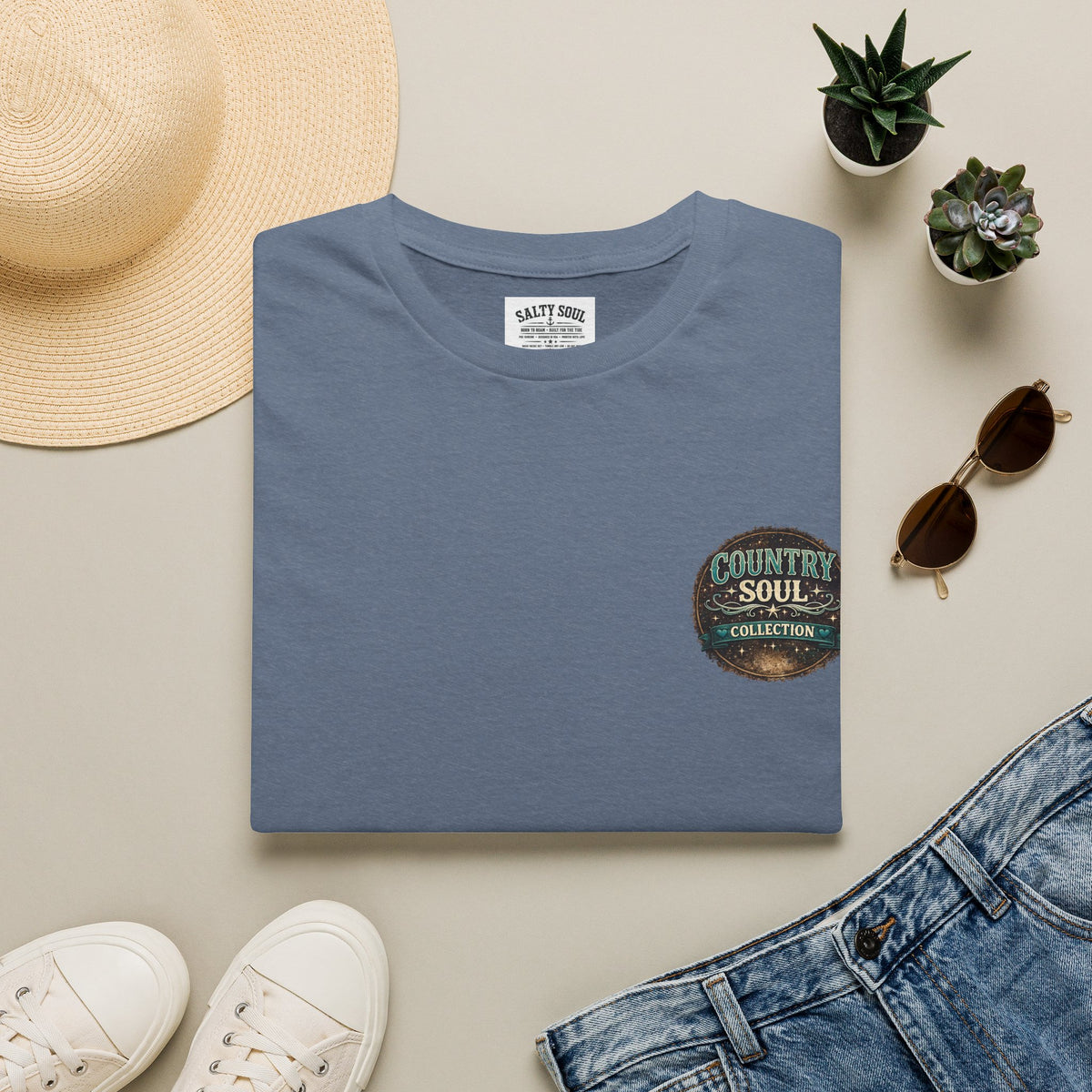 Country Soul Logo T-Shirt — Vintage Rustic Chest Pocket Tee