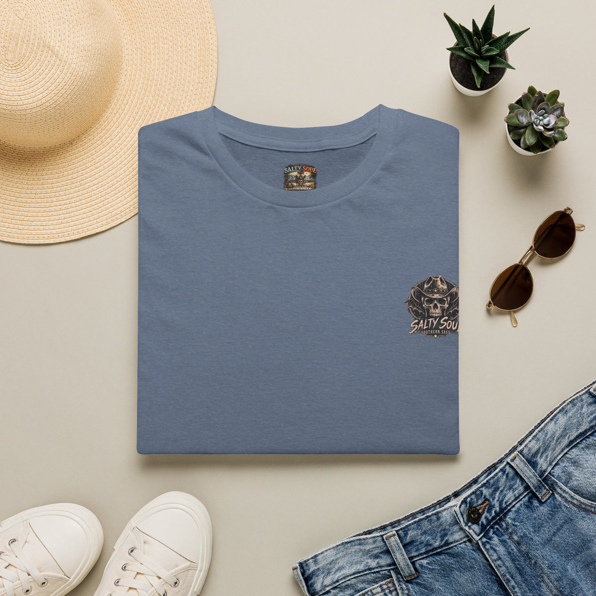 Skeleton Men Salty Tales chest Logo T‑Shirt — "Salty Soul" Dog Graphic