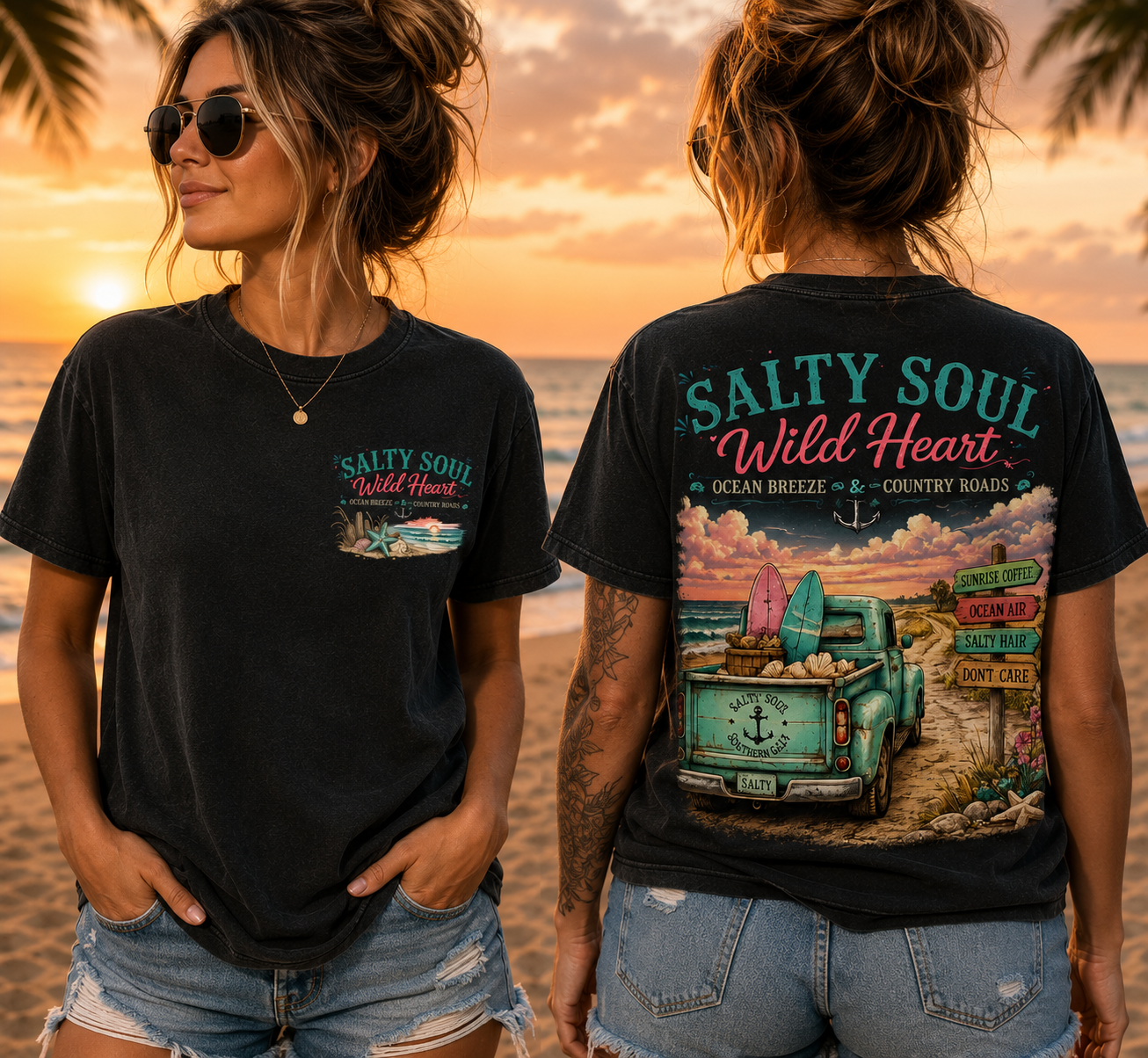 Salty Soul “Wild Heart” Beach T-Shirt — Coastal Surf Graphic Tee