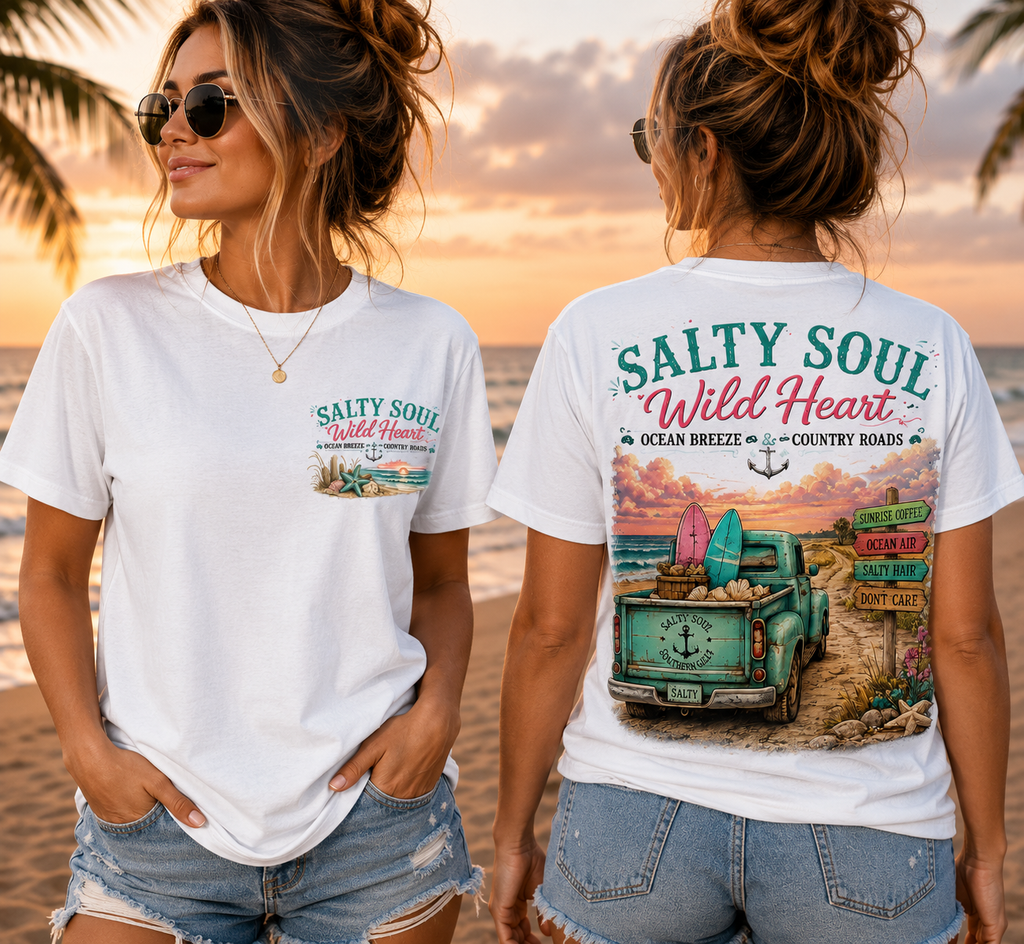 Salty Soul “Wild Heart” Beach T-Shirt — Coastal Surf Graphic Tee