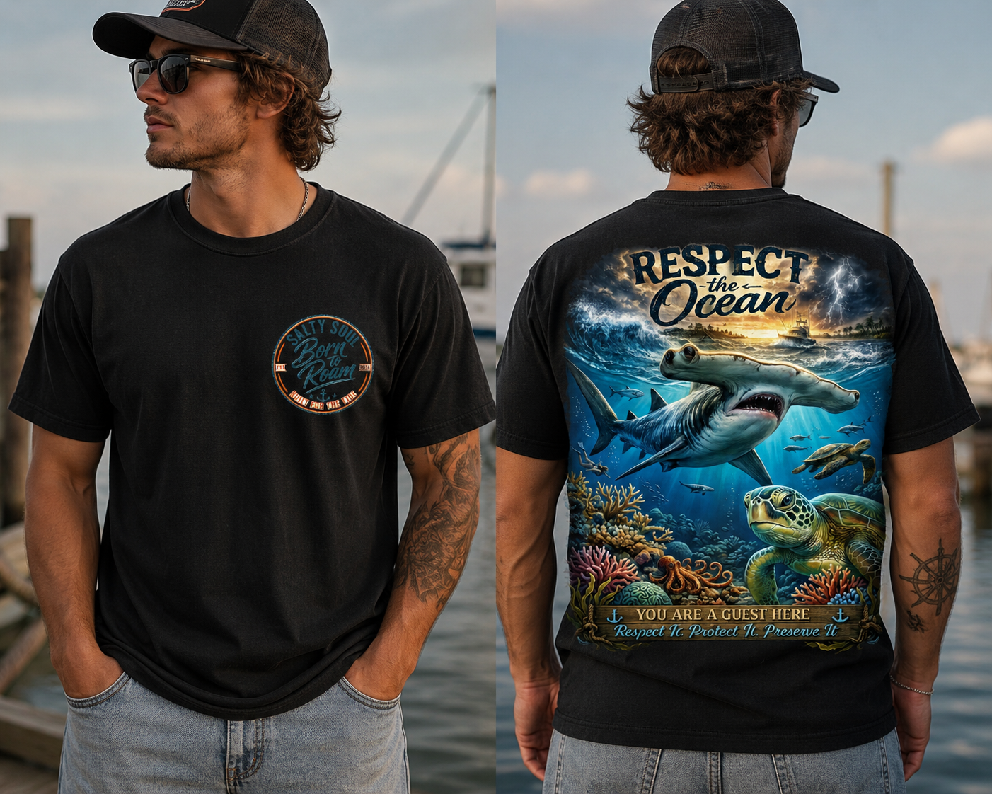 Salty Soul 'Respect the Ocean' Beach Graphic T-Shirt