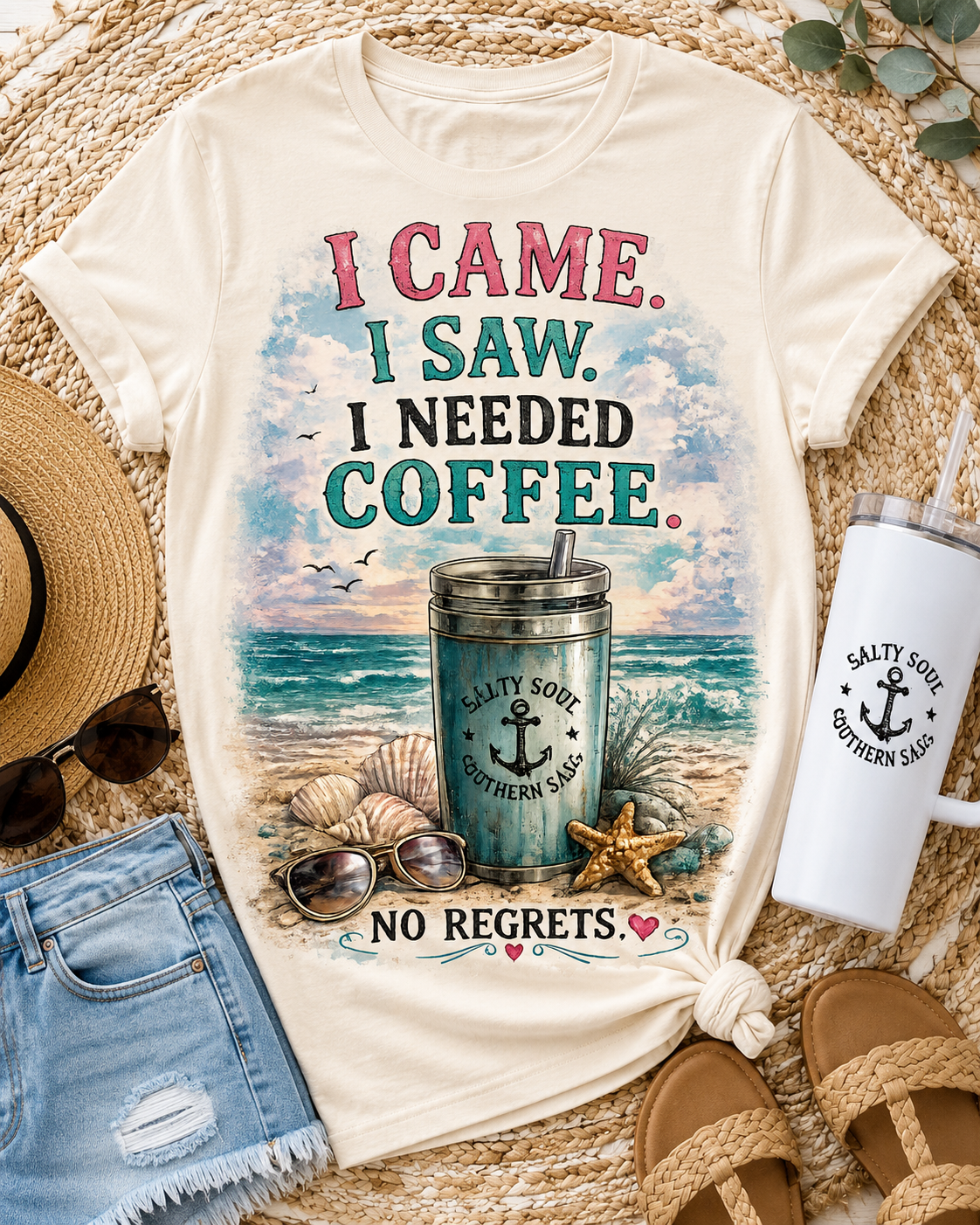Salty Soul Surf Club T-Shirt — Retro Beach Anchor Graphic