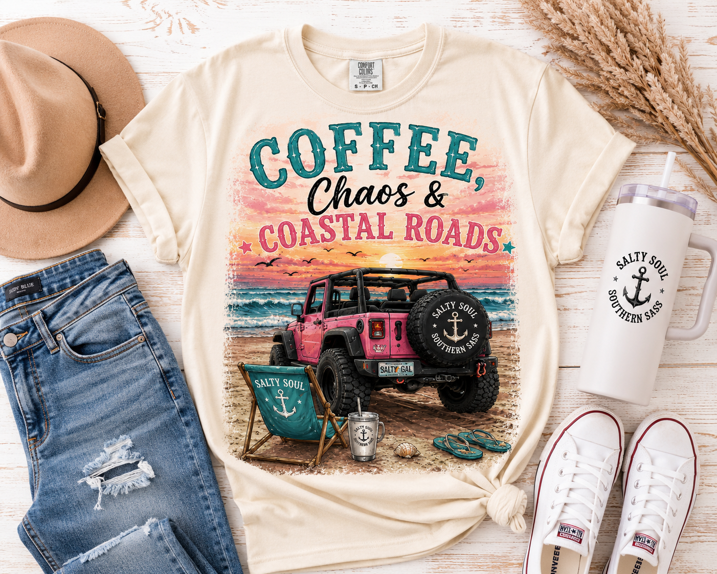 Salty Soul Surf Club T-Shirt — Retro Beach Anchor Graphic