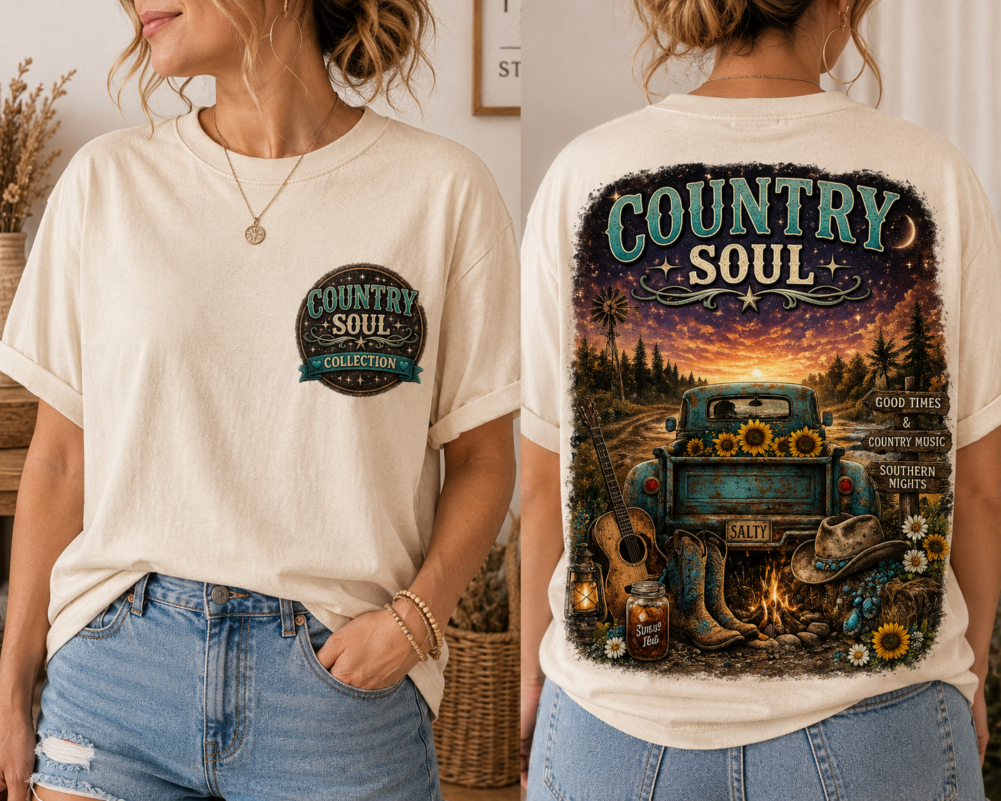 Country Soul Collection Pocket Tee — Vintage Rustic Graphic T-Shirt
