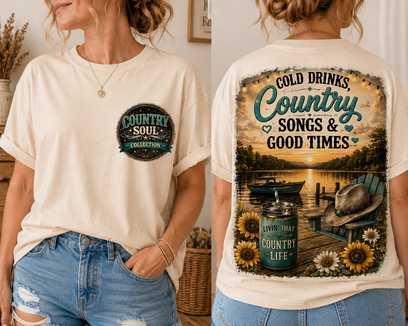 Country Soul Collection T‑Shirt — Vintage Rustic Logo Tee
