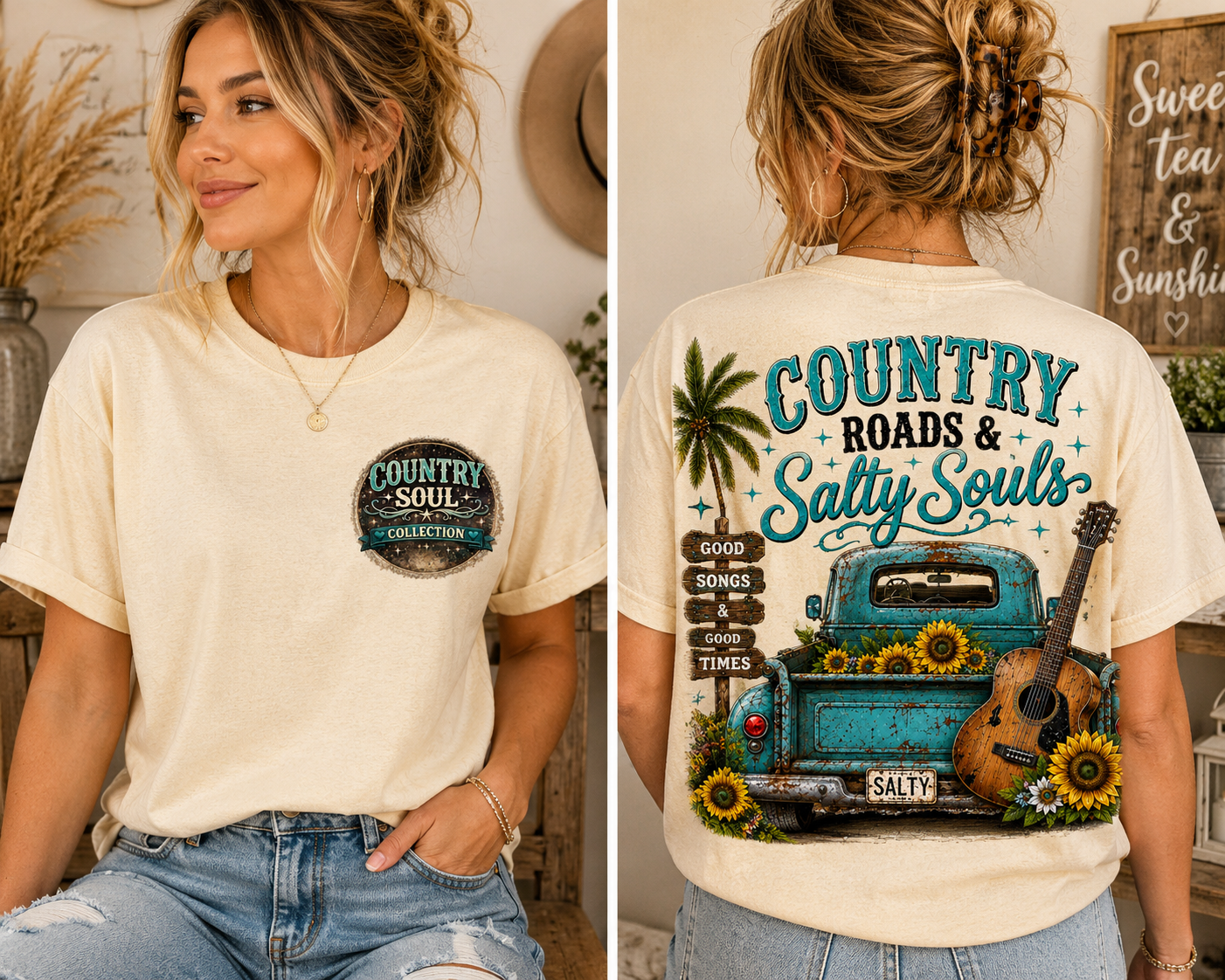 Country Soul Collection T‑Shirt — Rustic Retro Pocket Logo Tee