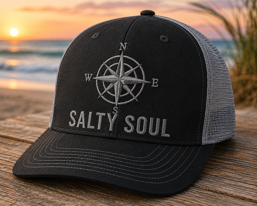 Salty Soul Compass Trucker Cap