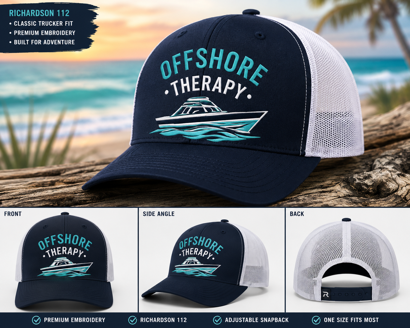 Offshore Therapy Boat Snapback Trucker Cap