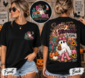 Halloween Ghost Graphic T-Shirt — 'Salty Soul' Cactus Pumpkin Chest Print