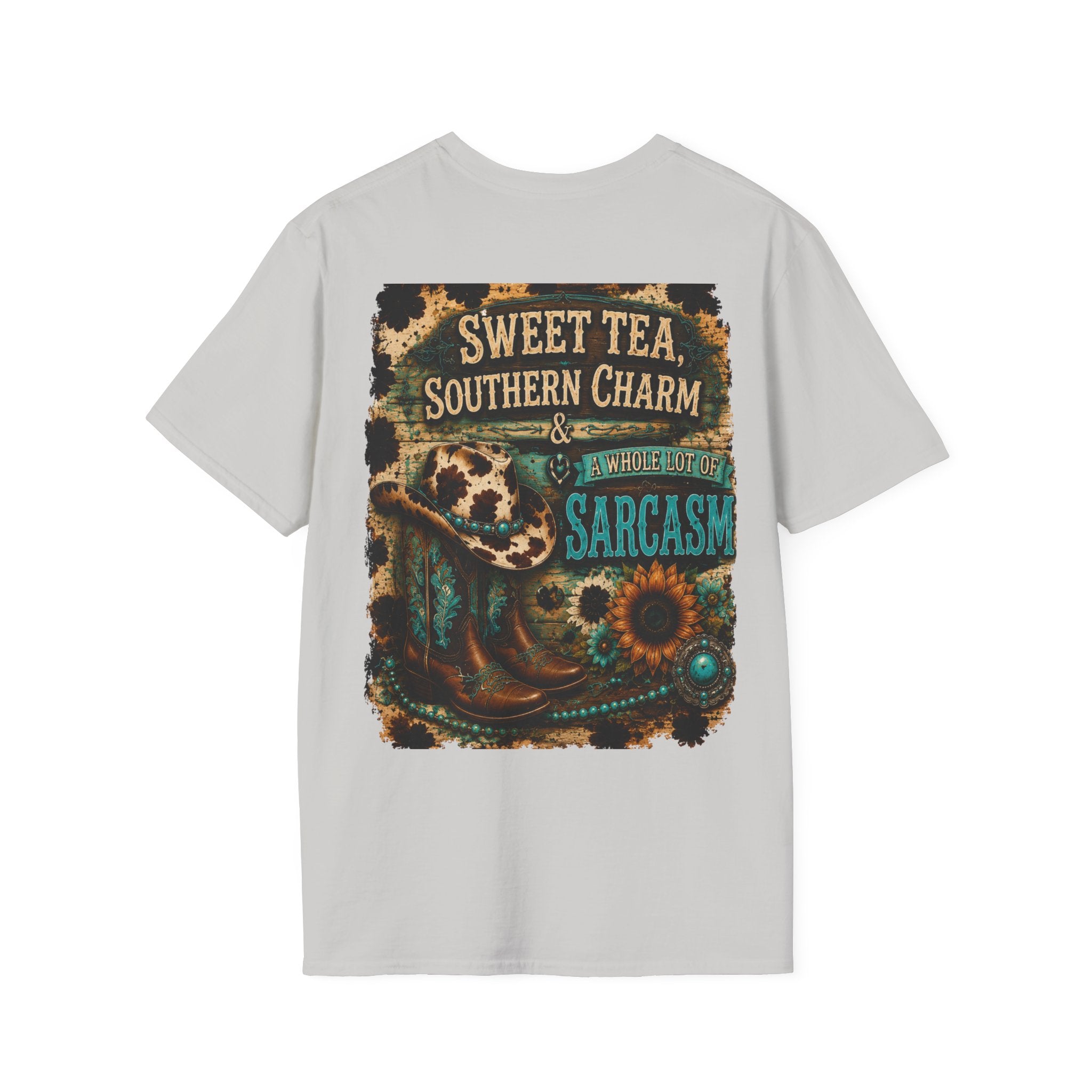 T-Shirt — “Sweet Tea & Sarcasm” Vintage Floral Pocket Graphic