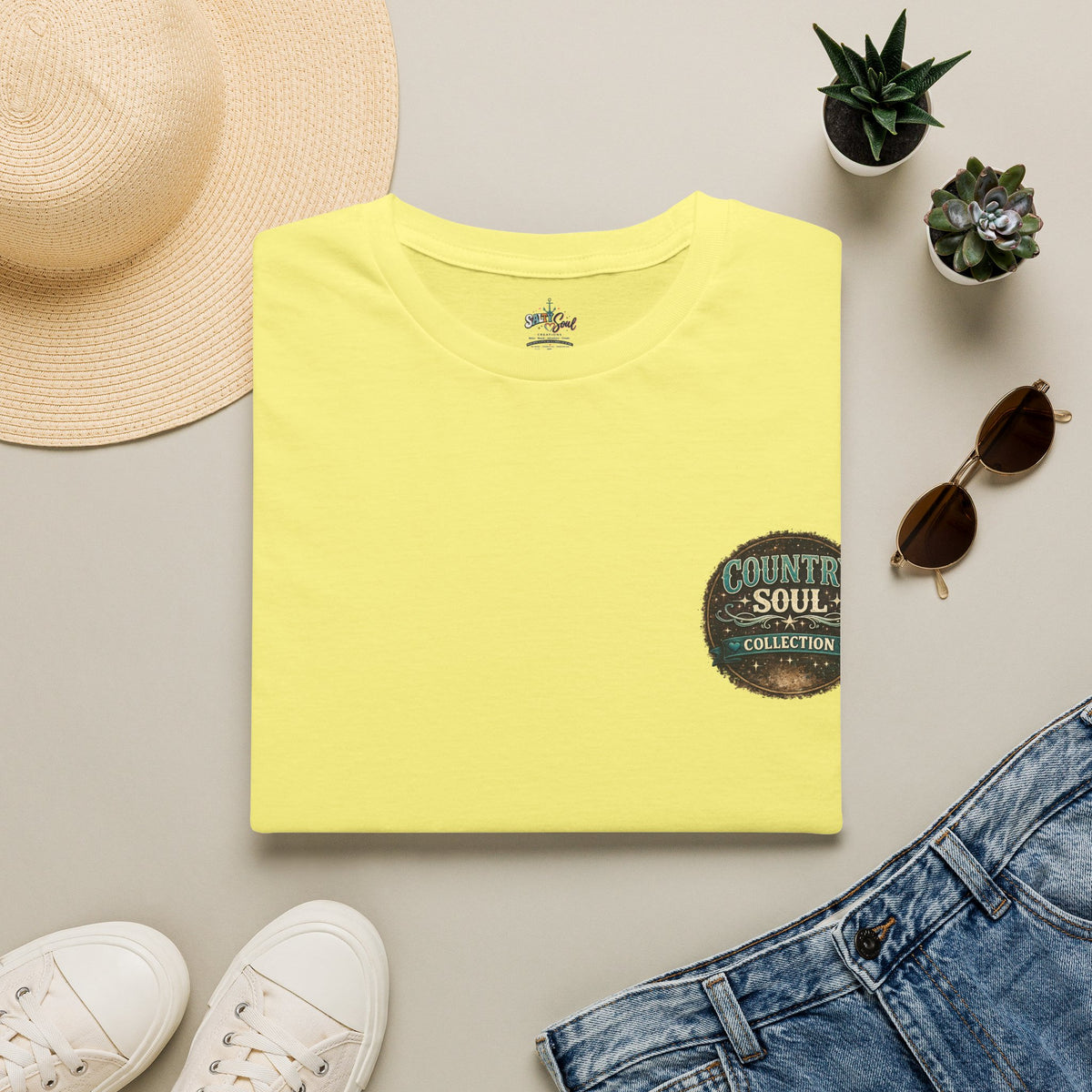 T-Shirt — 'Country Soul Collection' Vintage Patch Chest Tee