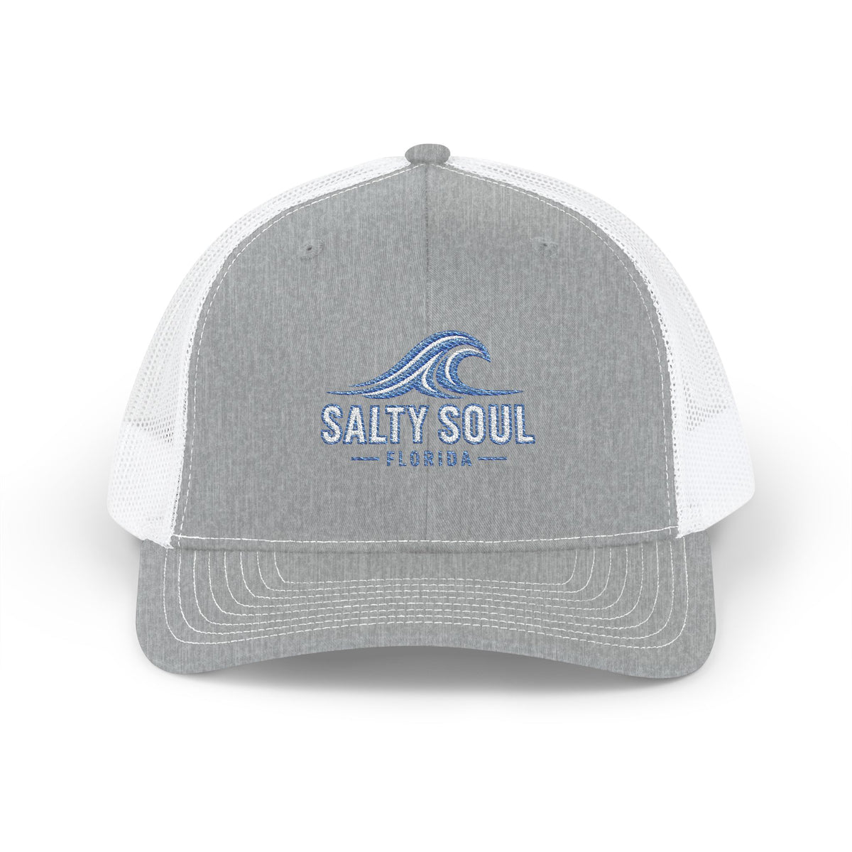 Salty Soul Trucker Cap — Embroidered Wave Snapback (Florida Beach Style)