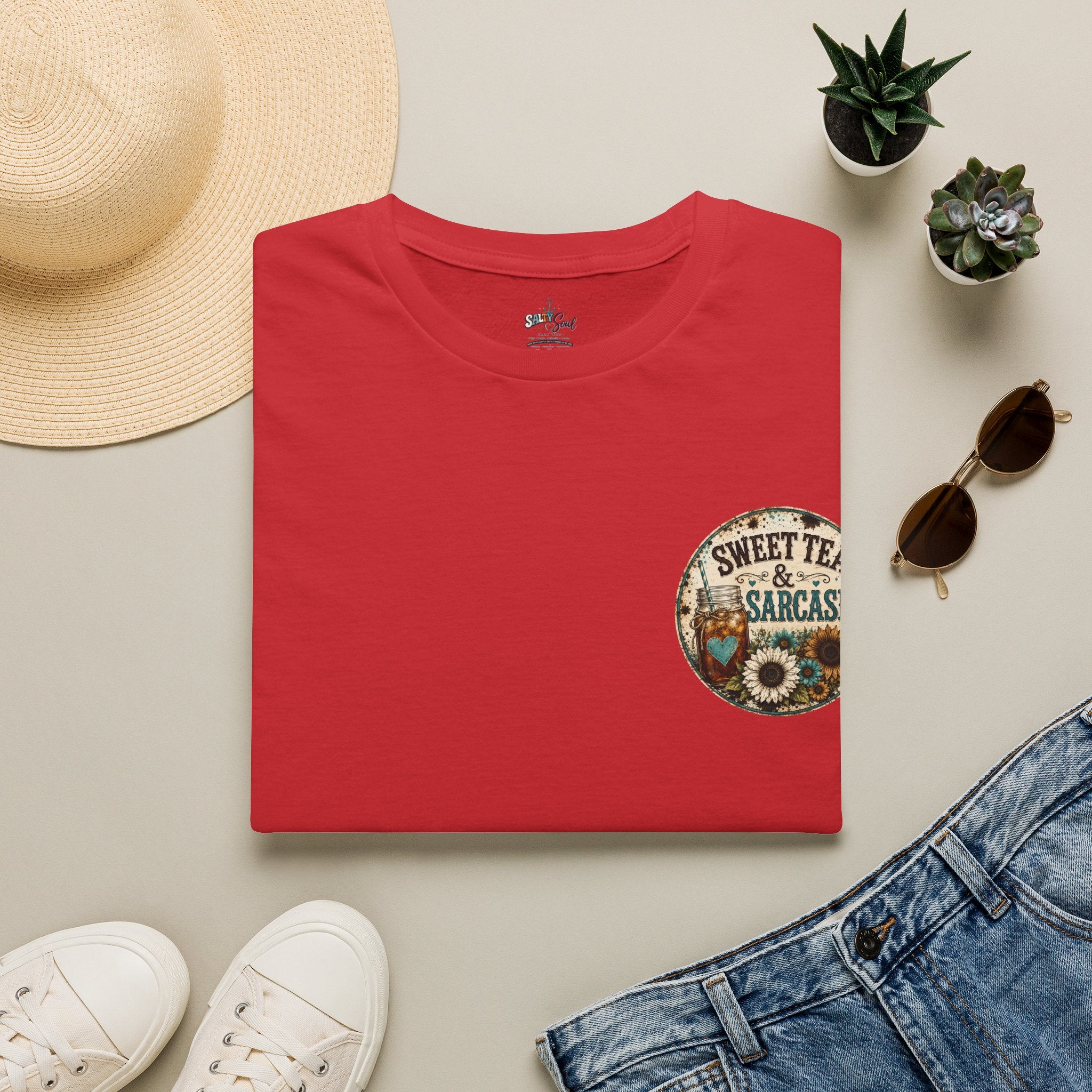 T-Shirt — Sweet Tea & Sarcasm Vintage Pocket Graphic