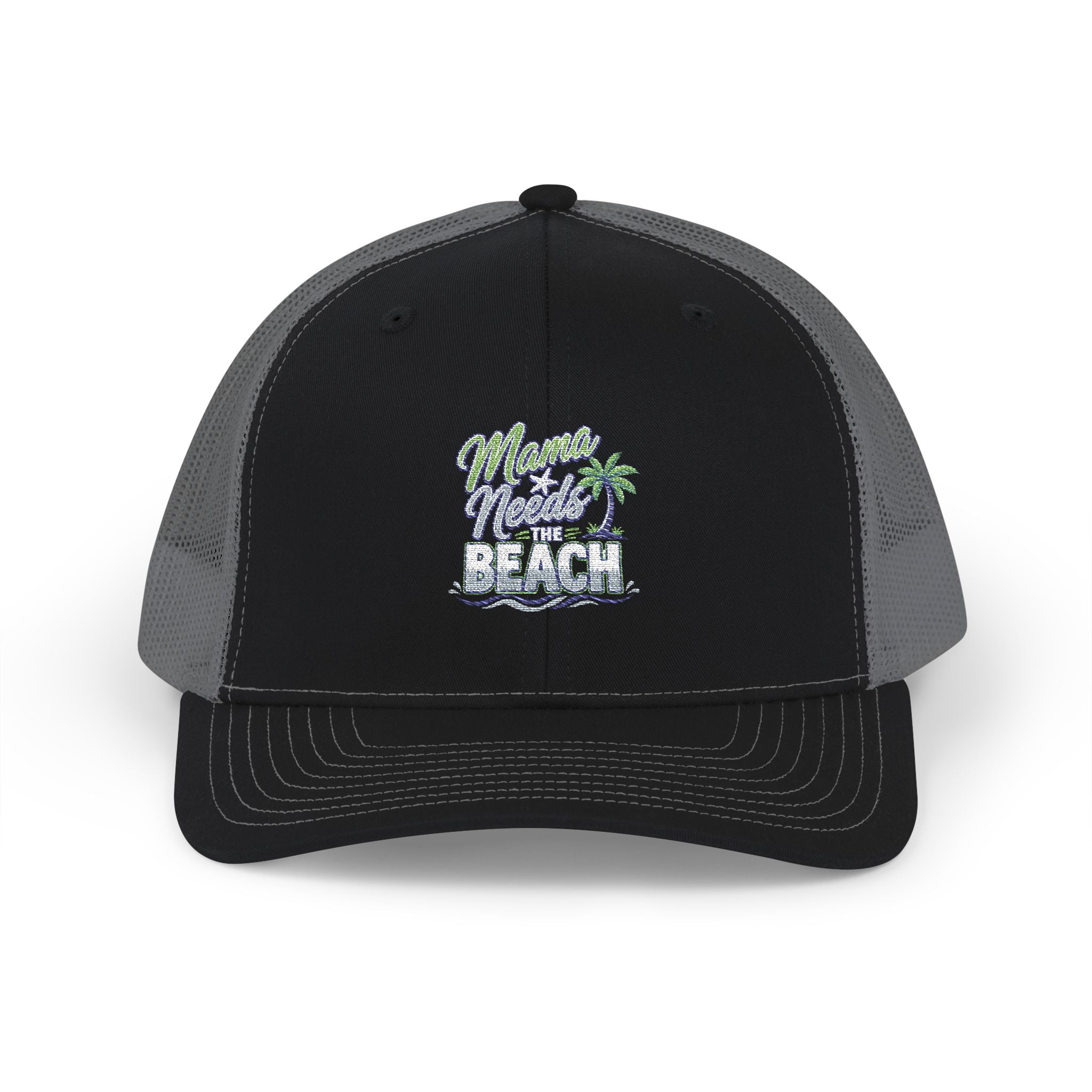 Beach Vibes Snapback Trucker Cap — "Mermaid Beach" Embroidered Palm Design