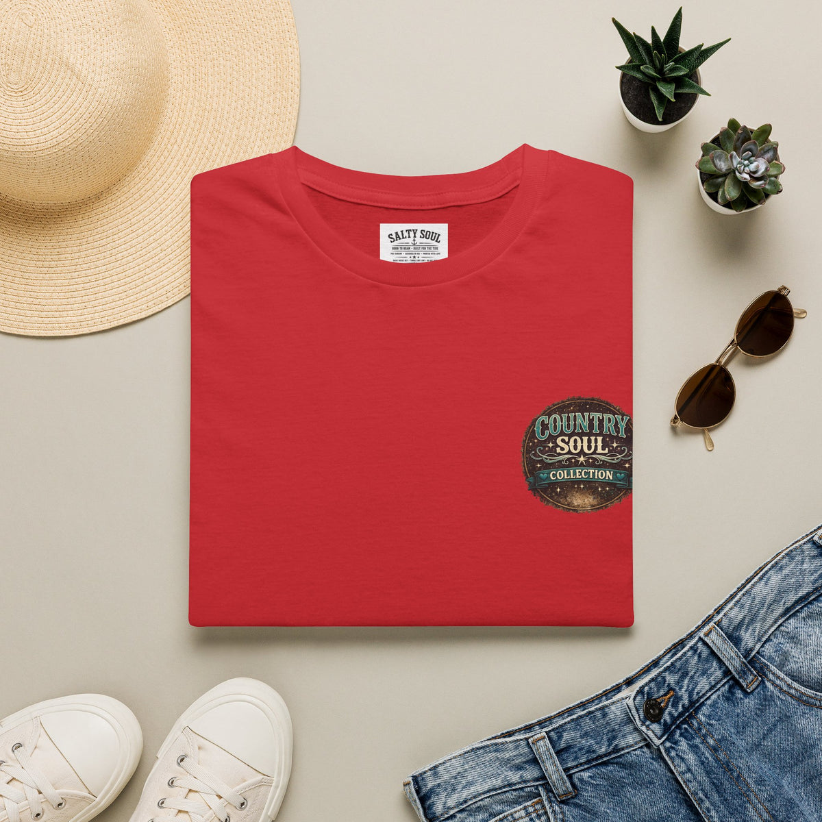 Country Soul Logo T-Shirt — Vintage Rustic Chest Pocket Tee