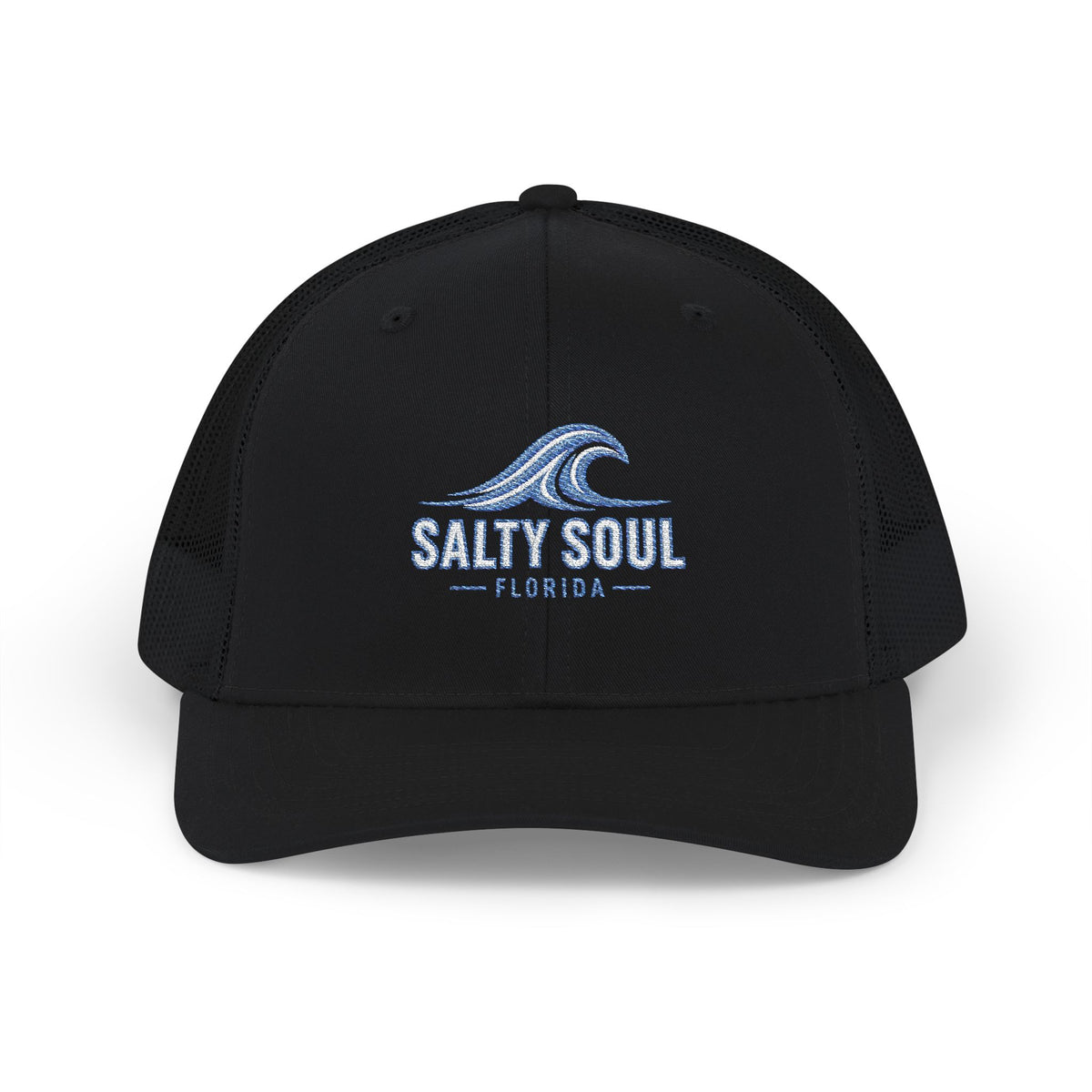 Salty Soul Trucker Cap — Embroidered Wave Snapback (Florida Beach Style)