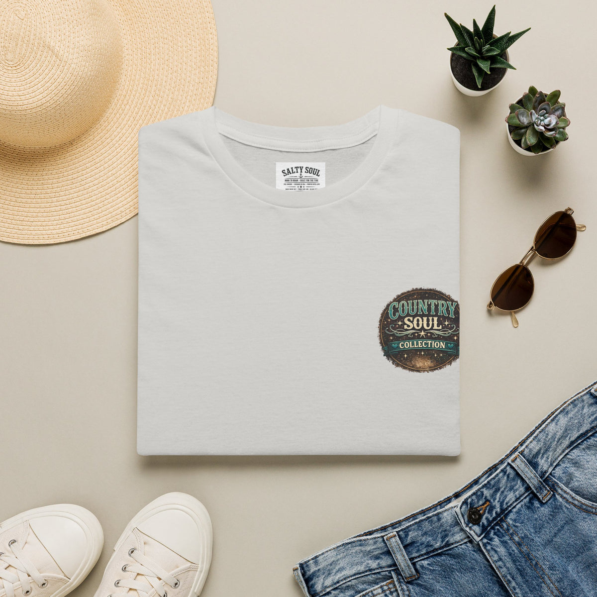 Country Soul Logo T-Shirt — Vintage Rustic Chest Pocket Tee