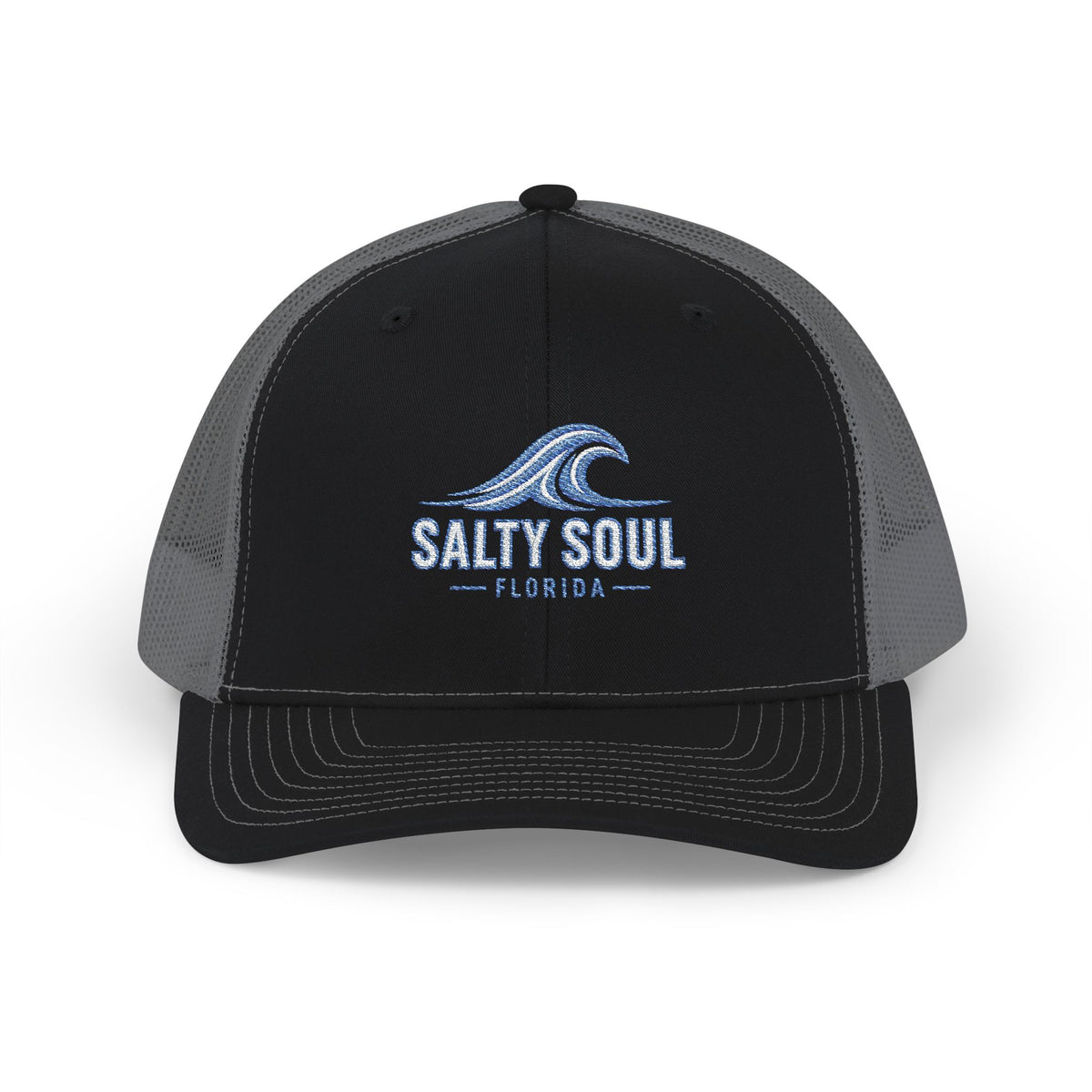 Salty Soul Trucker Cap — Embroidered Wave Snapback (Florida Beach Style)