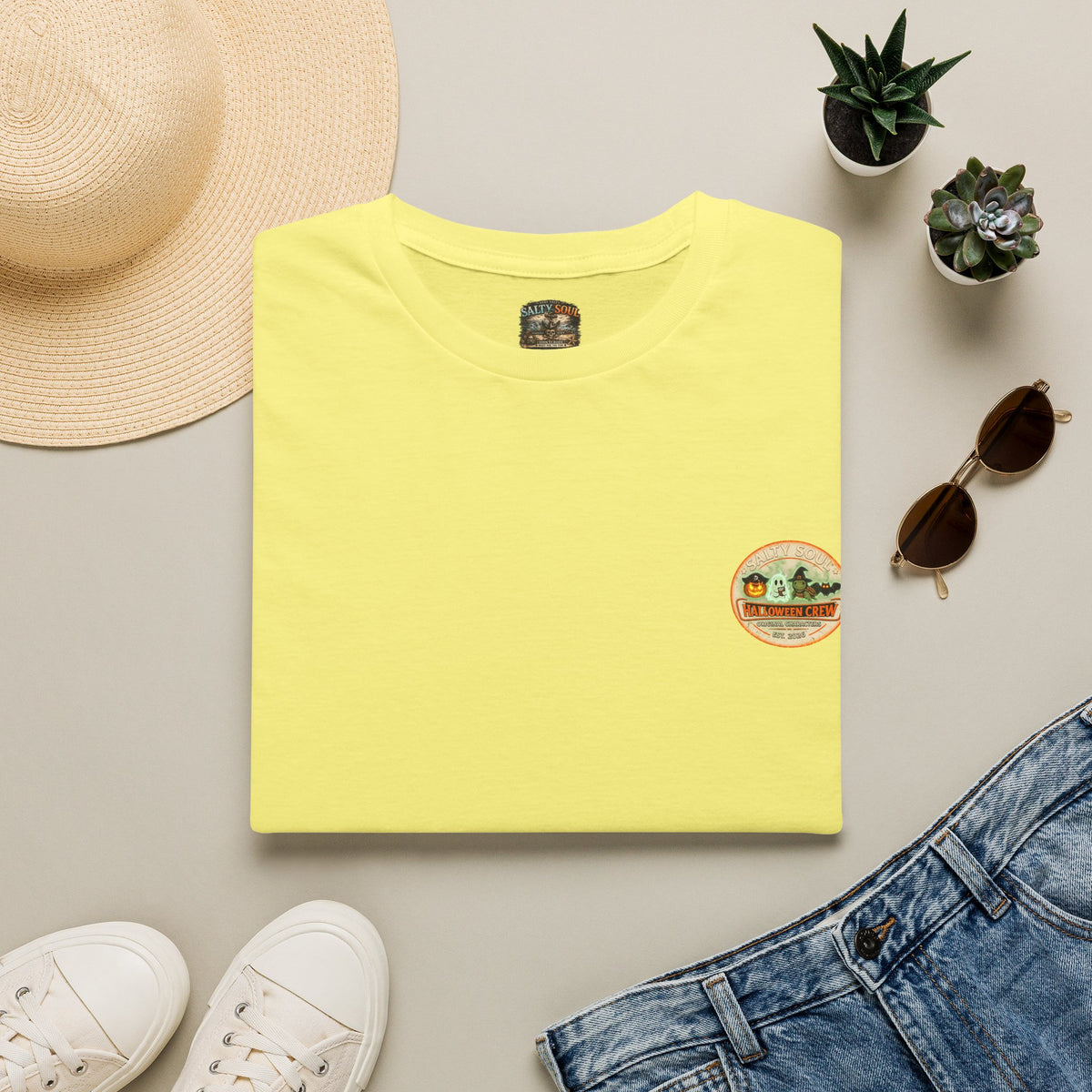 Vintage Desert Sunset Patch T-Shirt — "Captain Jack-o'Lantern" Beach Vibe