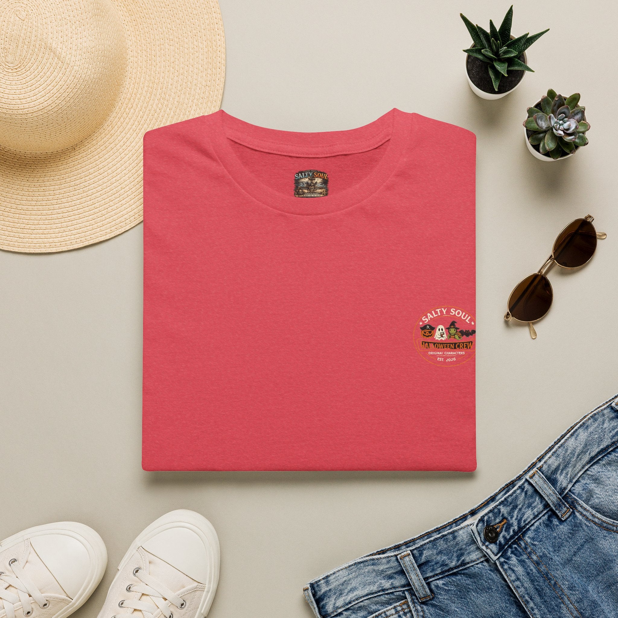 Salty After Dark Halloween Skeleton T-Shirt — Minimal Pocket Campfire Graphic