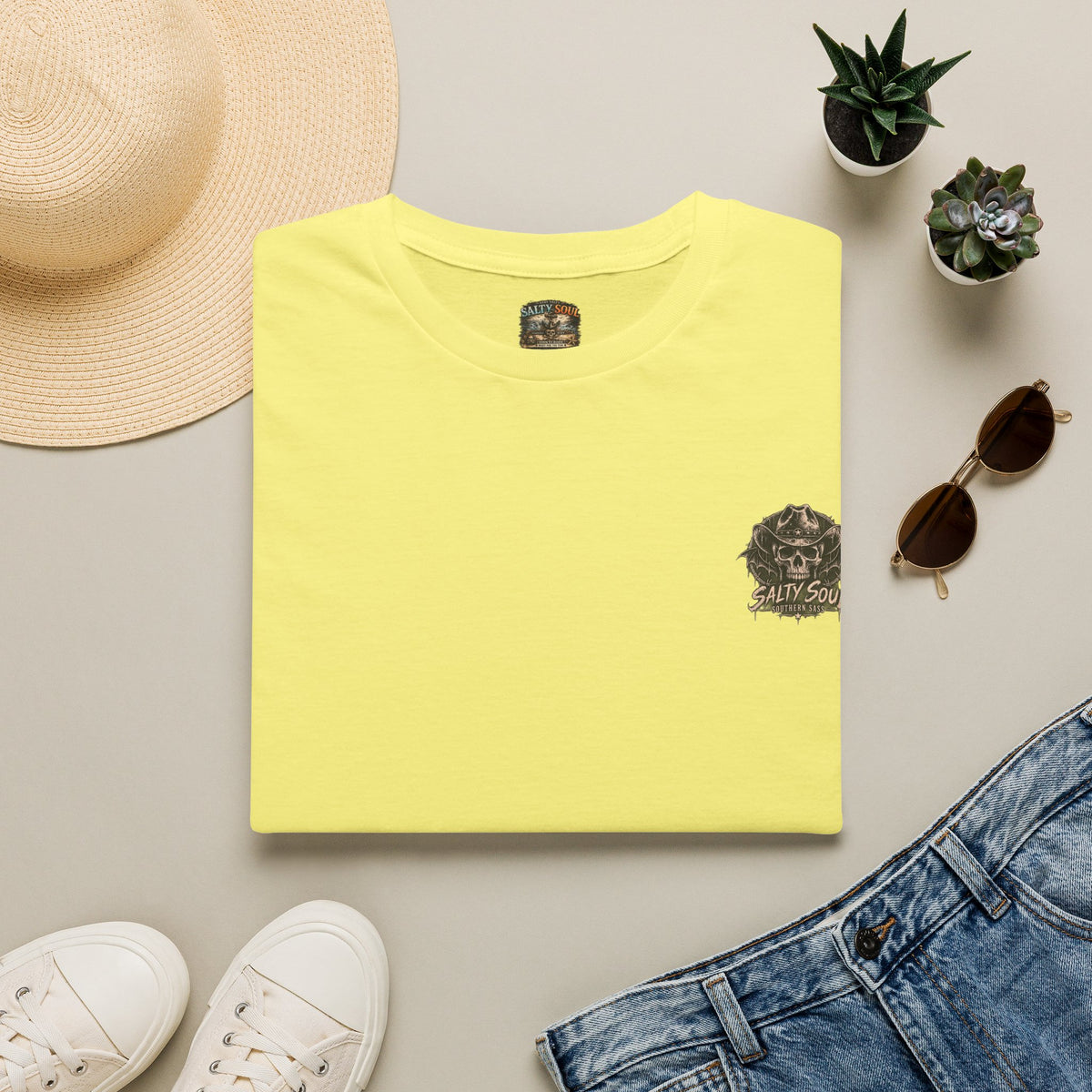 Skeleton Men Salty Tales chest Logo T‑Shirt — "Salty Soul" Dog Graphic